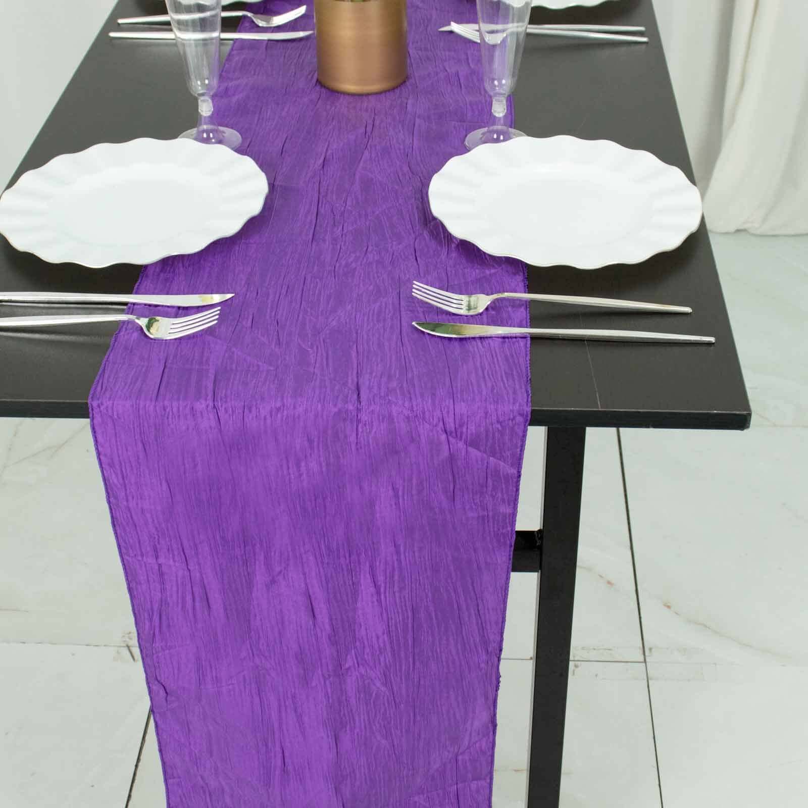 Taffeta 12x108 Table Runner Purple - Accordion Crinkle Design