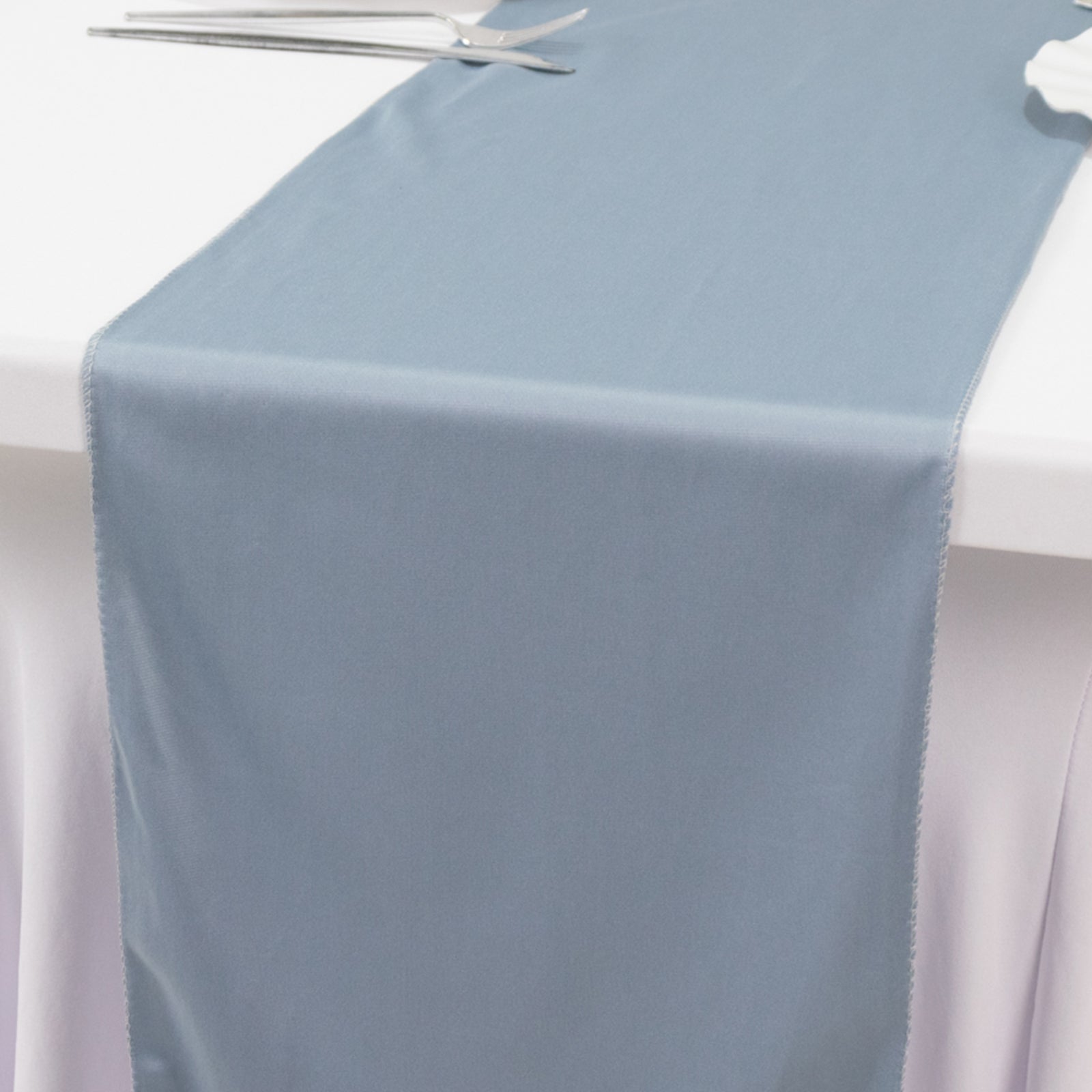 Premium Scuba Polyester 12x108 Table Runner Dusty Blue - Wrinkle-Free Table Linen