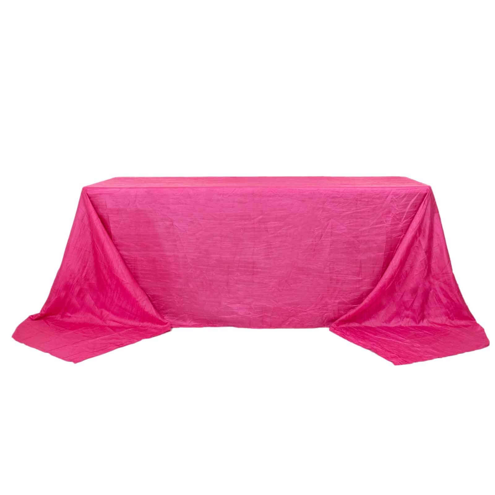 Taffeta 90x156 Rectangle Tablecloth Fuchsia - Accordion Crinkle Seamless Table Cover