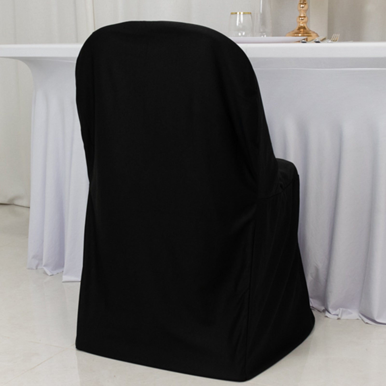 Premium Scuba Stretch Folding Chair Cover Black - Wrinkle Free & Durable Slipcover