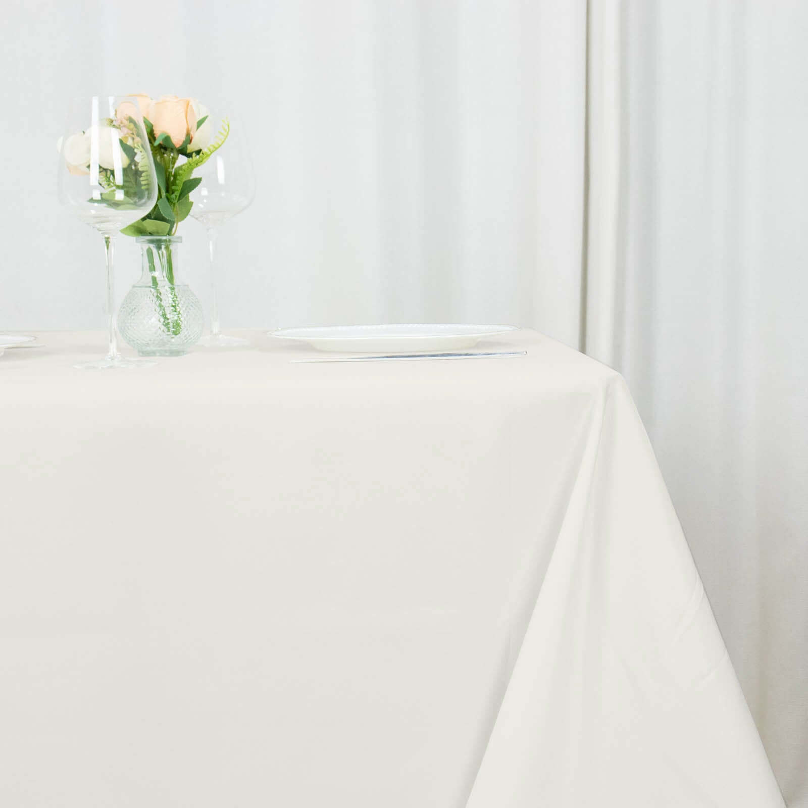 Premium Polyester 90x90 Table Overlay Square Tablecloth Ivory 220GSM Wrinkle-Resistant Table Cover