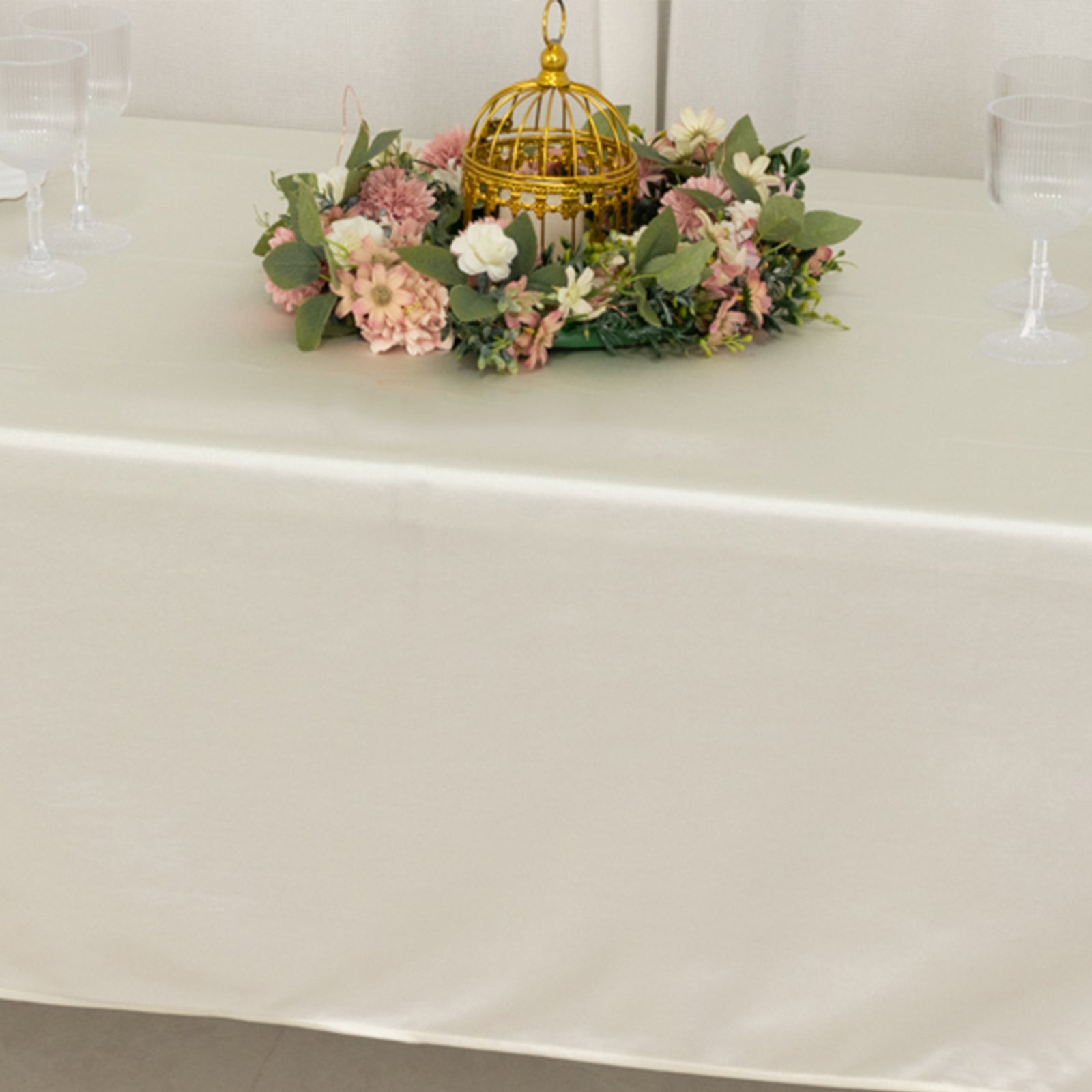 Premium Scuba Rectangular 60x102 Tablecloth Shimmering Pearl - Wrinkle Free & Stain Resistant Table Cover