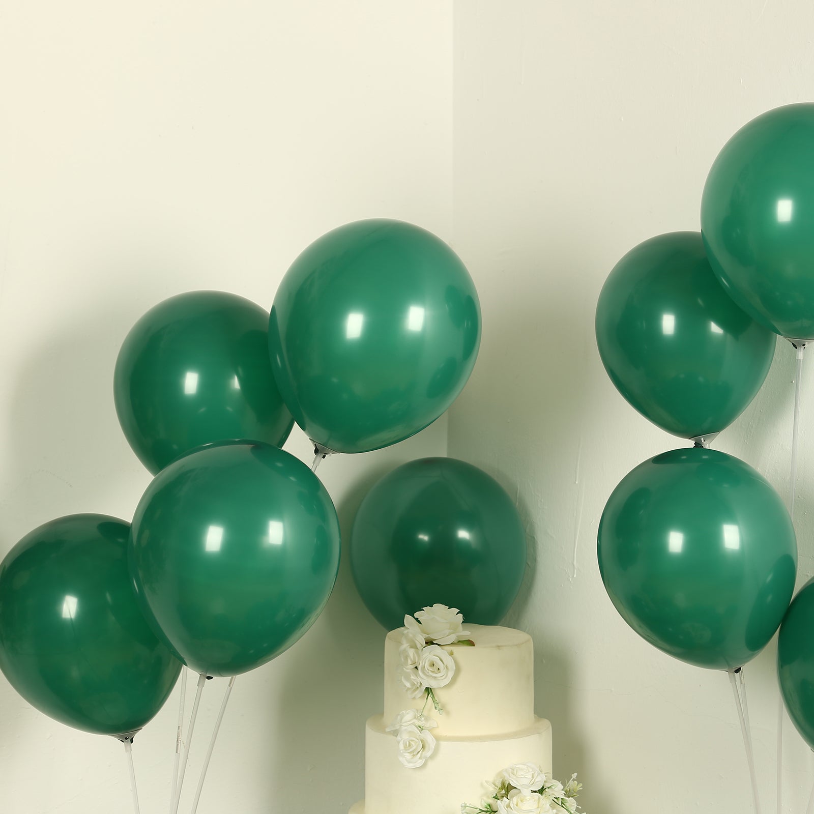 50 Pack Matte Pastel Hunter Emerald Green Biodegradable Balloons 12, Round Eco-friendly Thick Latex Party Balloons