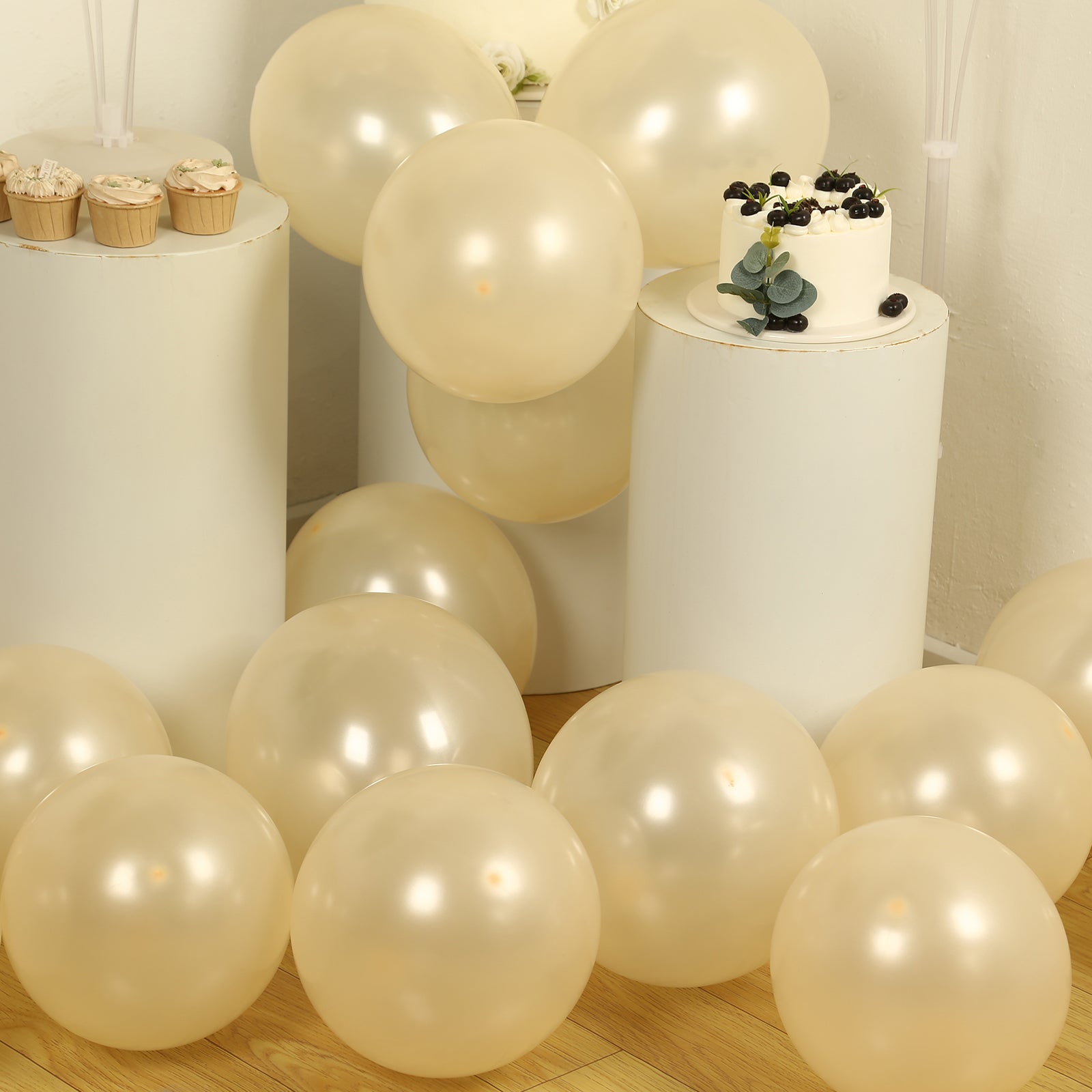 50 Pack Matte Pastel Cream Biodegradable Balloons 12, Round Eco-friendly Thick Latex Party Balloons