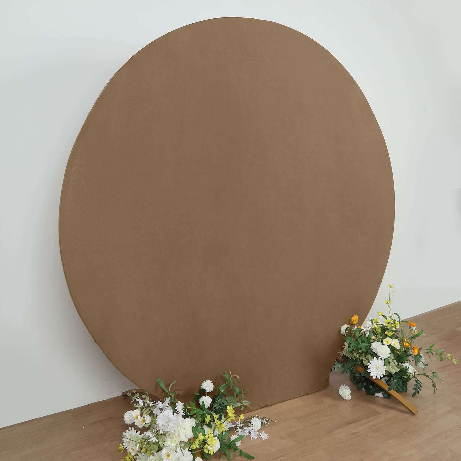 7.5ft Taupe Round Spandex Fit Party Backdrop Stand Cover