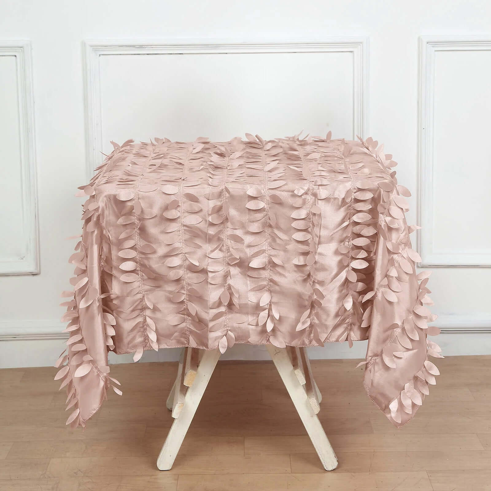 Taffeta 54x54 Square Tablecloth Dusty Rose 3D Leaf Petal Table Cover