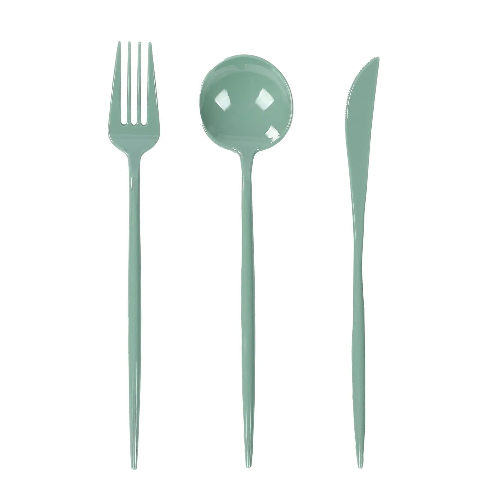 60 Pack Plastic Silverware Set, Dusty Sage Green Heavy Duty Disposable Sleek Utensil Cutlery