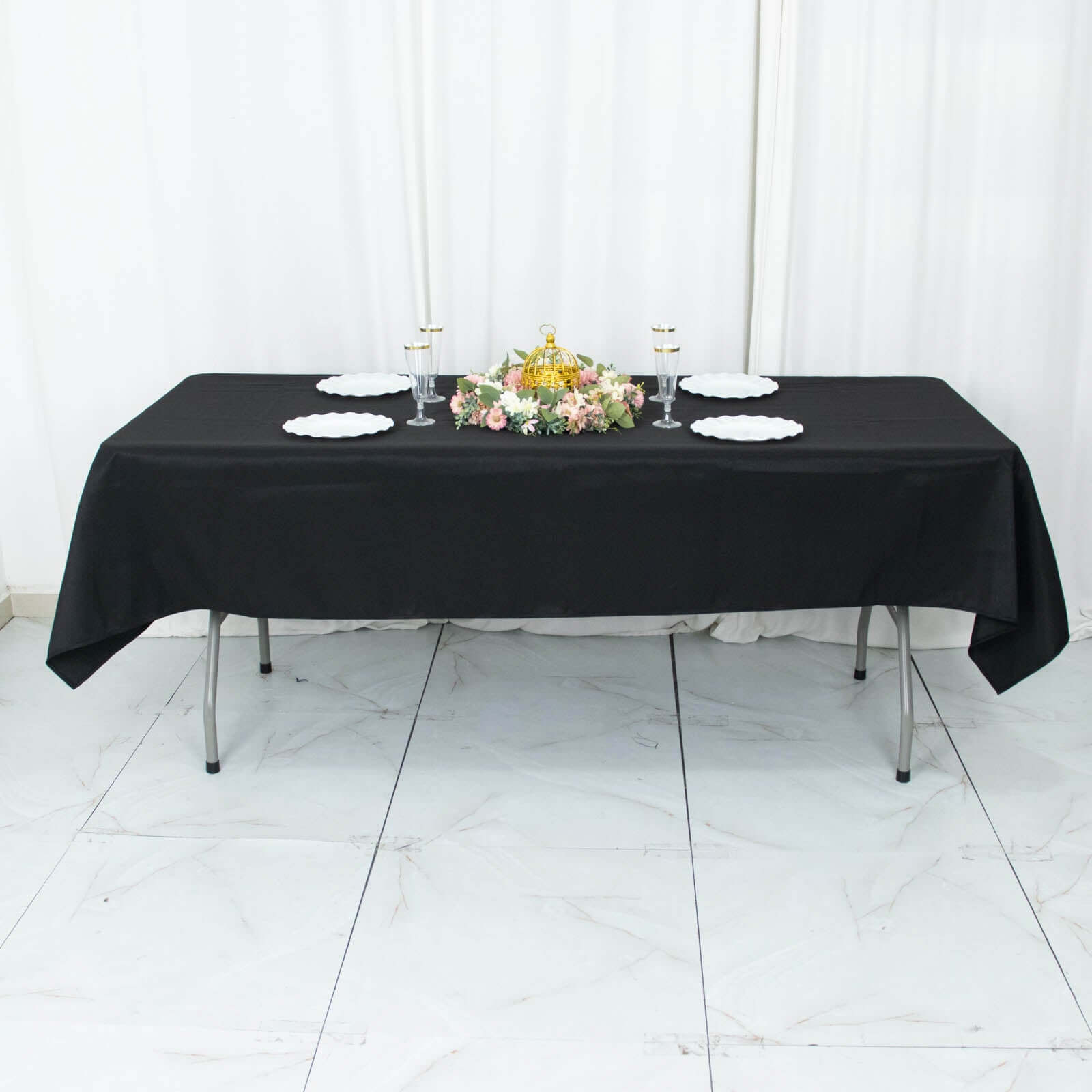 Premium Polyester 54x96 Rectangle Tablecloth Black - Durable 220GSM Stain-Resistant Fabric Table Cover