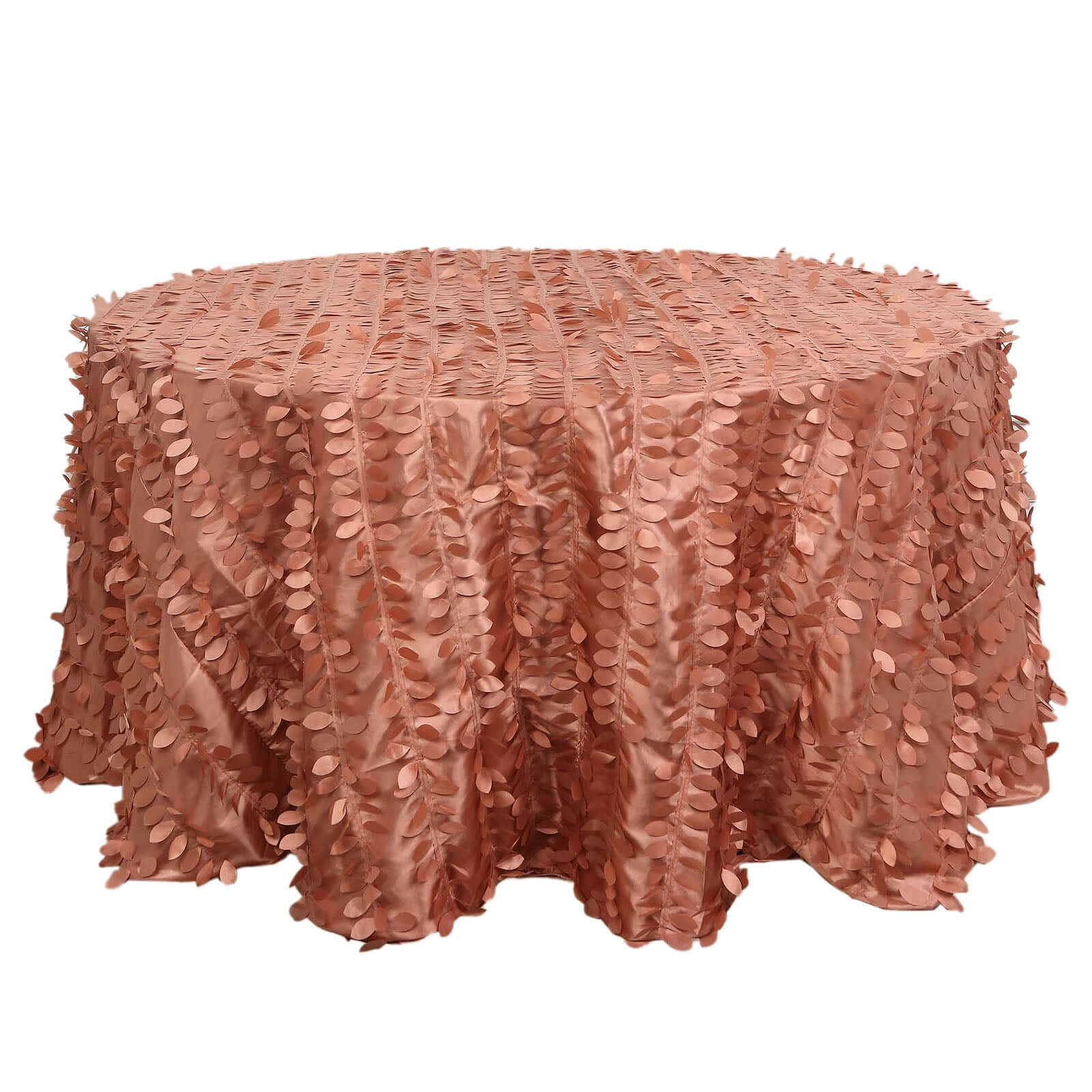 Taffeta 132 Round Tablecloth Terracotta (Rust) Leaf | 3D Leaf Petal Design Seamless Table Cover