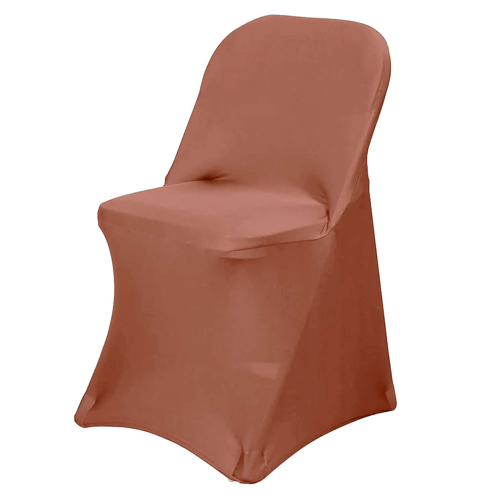 Stretch Spandex Chair Cover Terracotta (Rust) for Folding Chairs - Reusable & Wrinkle-Resistant 160GSM Fitted Slipcover