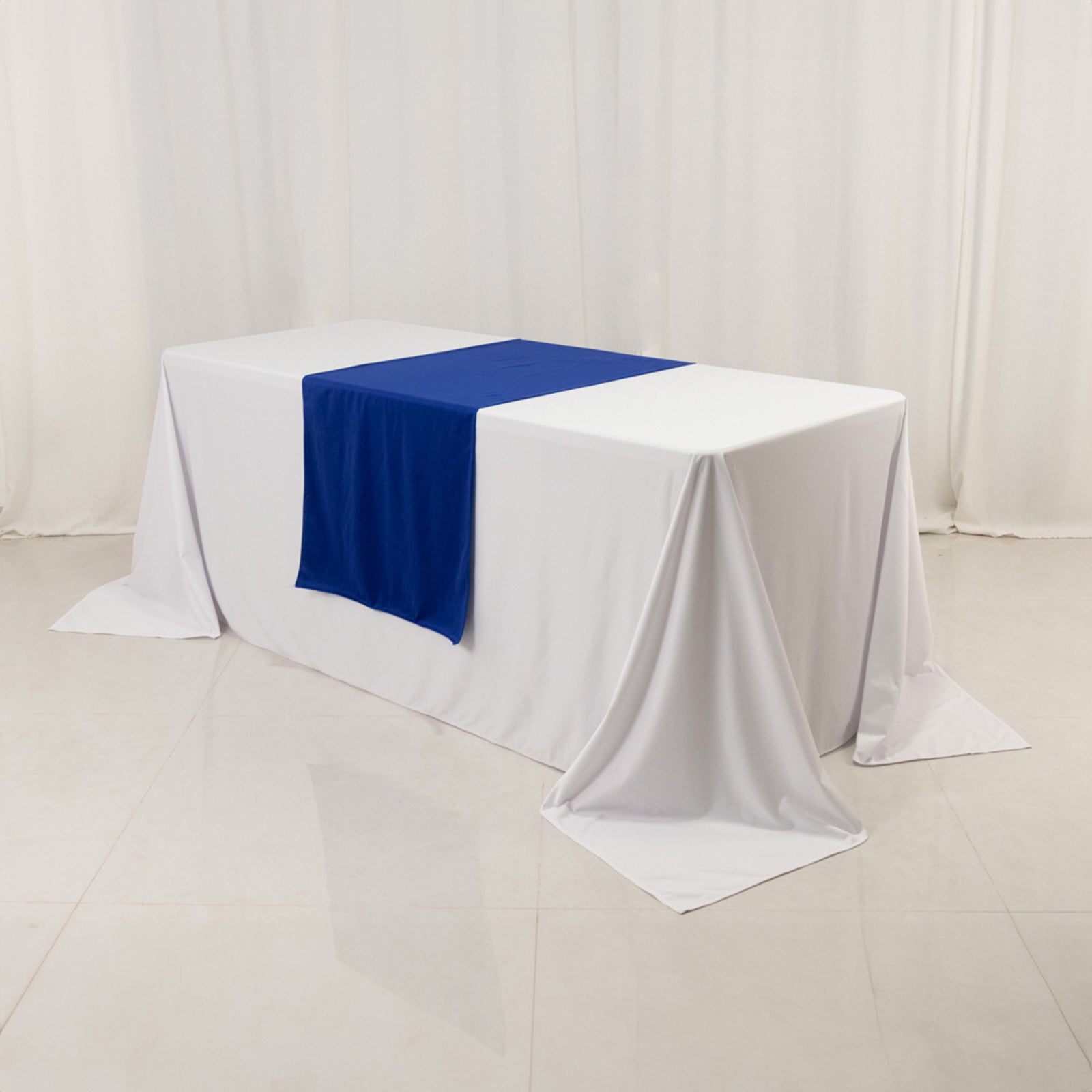 Wide Polyester 24x72 Table Runner Royal Blue - Durable Trade Show Table Linen