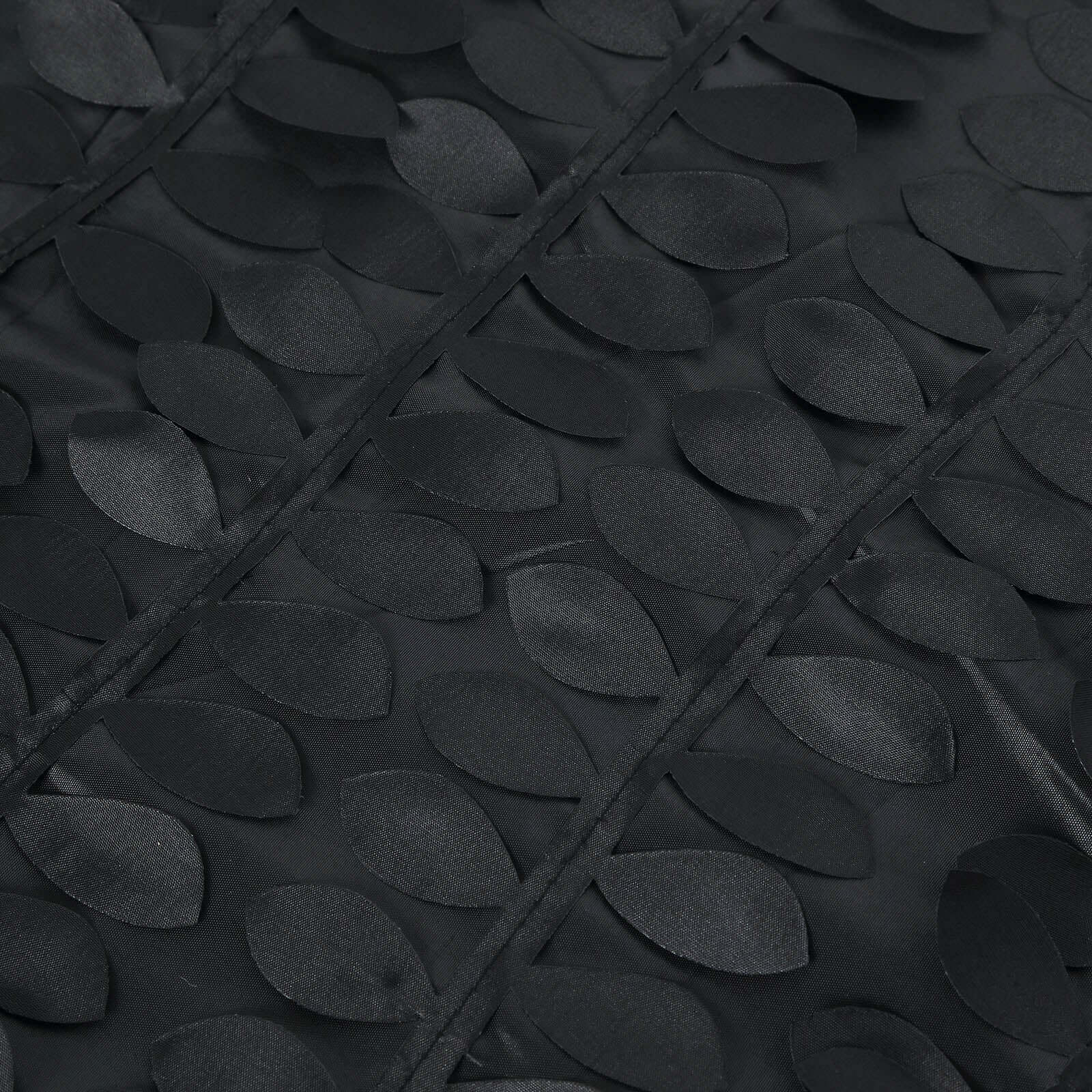 Taffeta 90x156 Rectangle Tablecloth Black | 3D Leaf Petal Design Seamless Table Cover