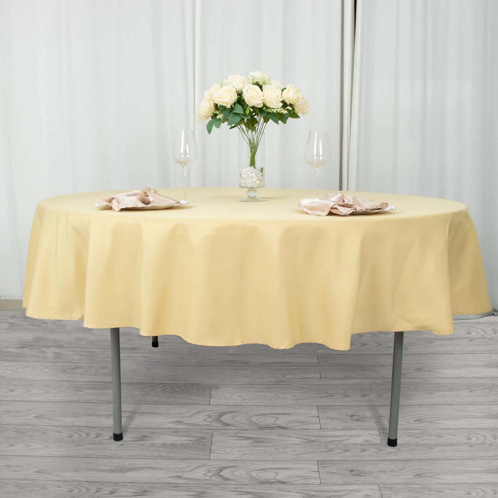 Premium Polyester 90 Round Tablecloth Champagne - Stain and Wrinkle-Resistant Design with 220GSM Thickness Table Cover