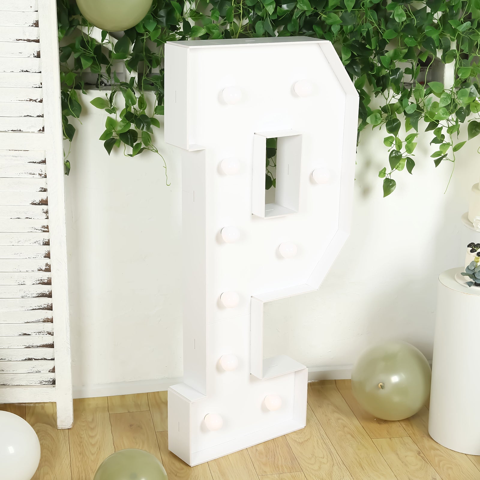 Giant LED Marquee Light Up Letter P, White 4ft Pre-Cut Foam Board with 10 Warm White Battery Operated LEDs, Glue Gun and Sticks