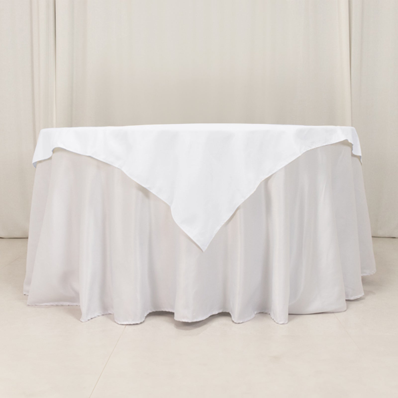 Cotton Blend 54x54 Table Overlay Square Tablecloth White - Wrinkle-Resistant Table Topper