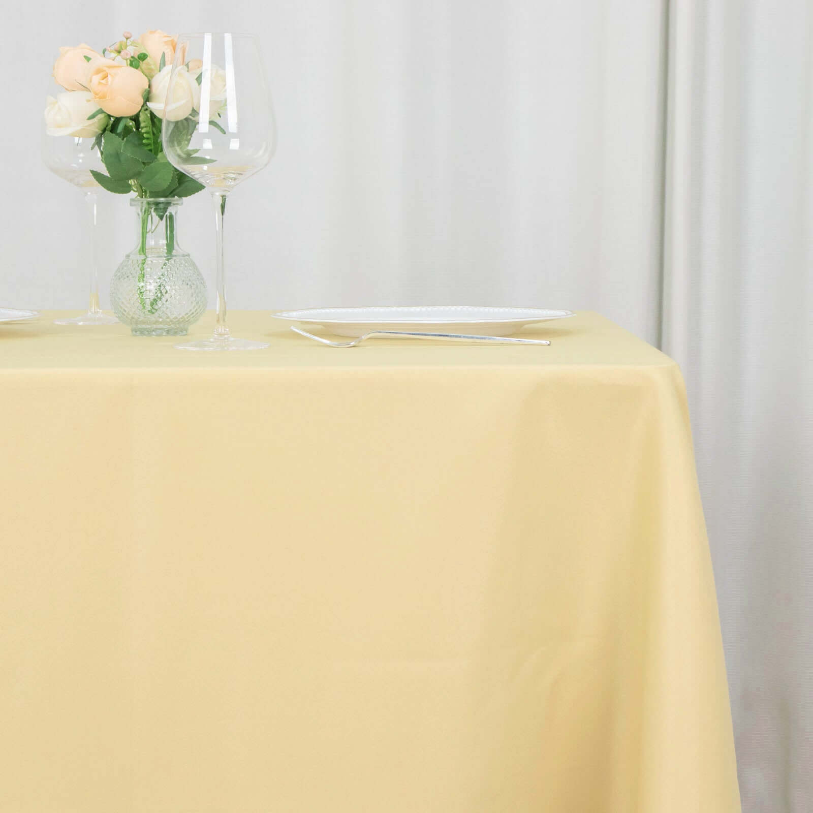 Premium Polyester Square Tablecloth 70x70 Champagne 220GSM Wrinkle-Resistant Table Cover