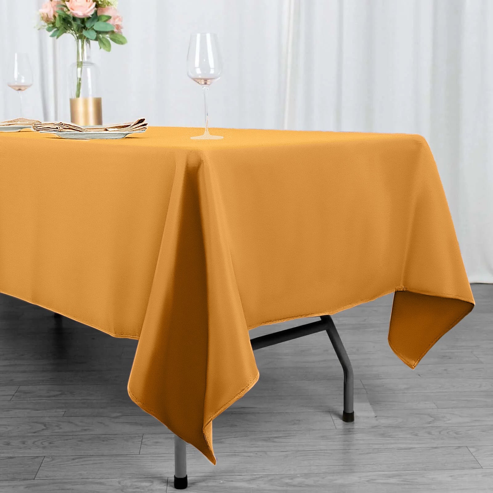 Premium Polyester 60x102 Rectangle Tablecloth Gold - Durable 220GSM Wrinkle-Resistant Table Cover