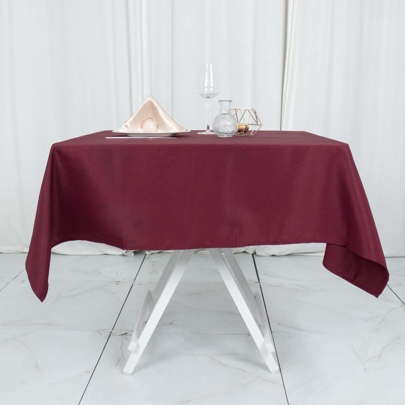 Premium Polyester 54x54 Square Tablecloth Burgundy - Stain and Wrinkle-Resistant 220GSM Table Cover