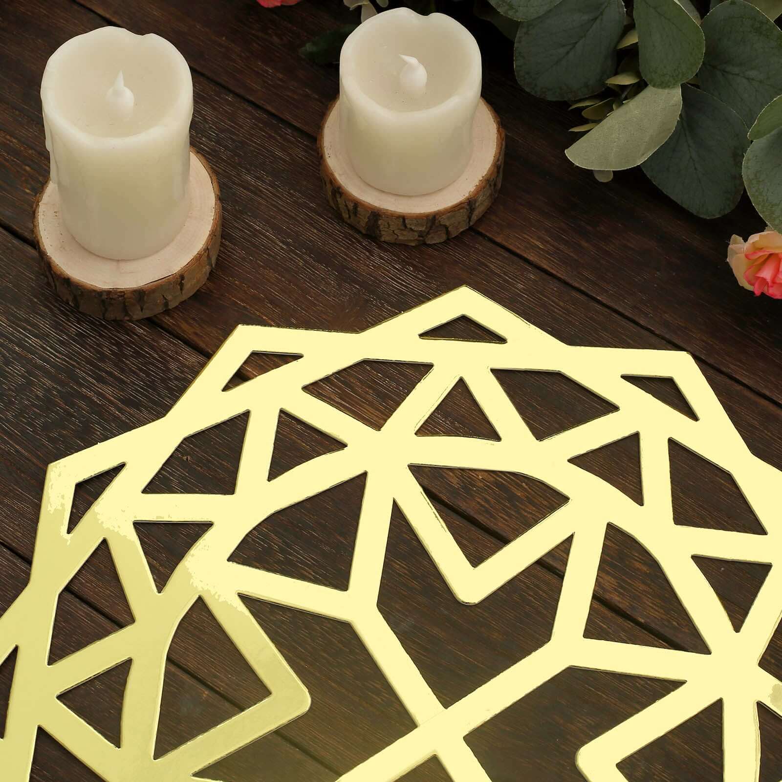 6-Pack Disposable Table Placemats in Metallic Gold Laser Cut Geometric Star Design - 700GSM Cardboard Placemats for Glamorous Table Settings 13