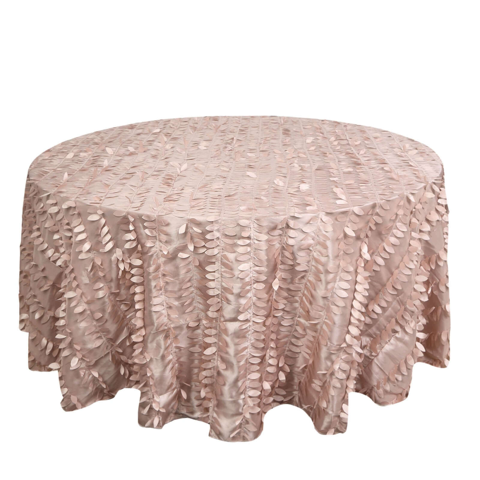 Taffeta 132 Round Tablecloth Dusty Rose | 3D Leaf Petal Design Seamless Table Cover