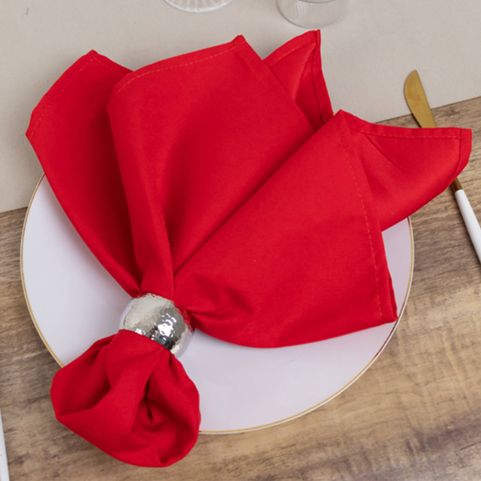 5 Pack Cotton Blend 20x20 Napkins Red - Wrinkle-Resistant & Washable Dinner Napkins