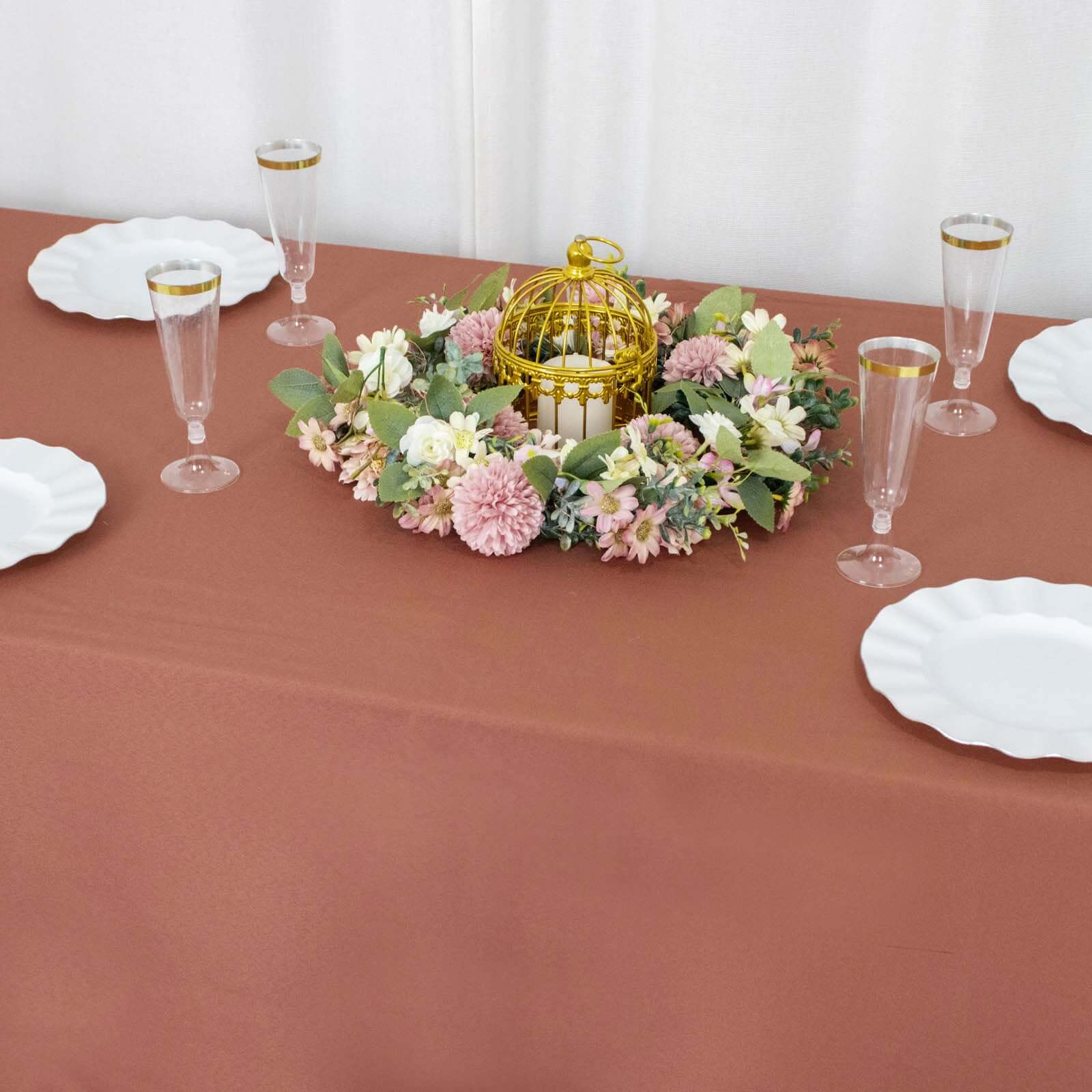 Premium Polyester 60x102 Rectangle Tablecloth Terracotta (Rust) - Durable 220GSM Wrinkle-Resistant Table Cover