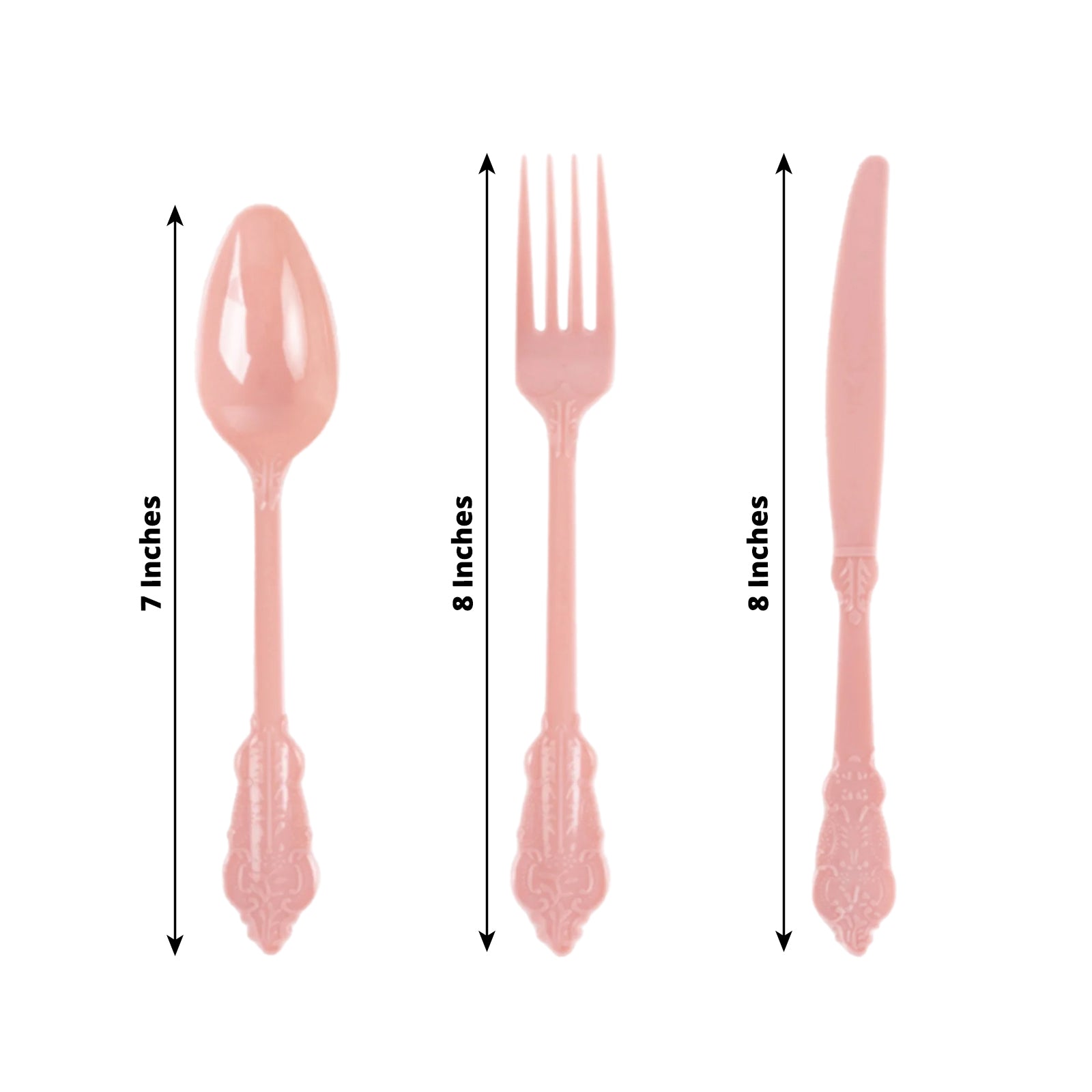 72 Pcs Plastic Silverware Set in Baroque Style Dusty Rose - Heavy Duty Disposable Knife, Fork, and Spoon Set