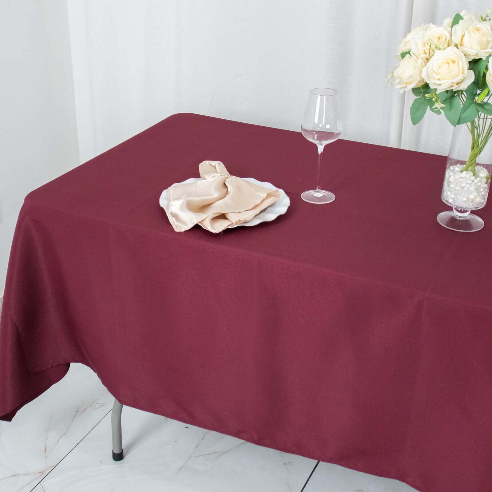 Premium Polyester 60x102 Rectangle Tablecloth Burgundy - Durable 220GSM Wrinkle-Resistant Table Cover