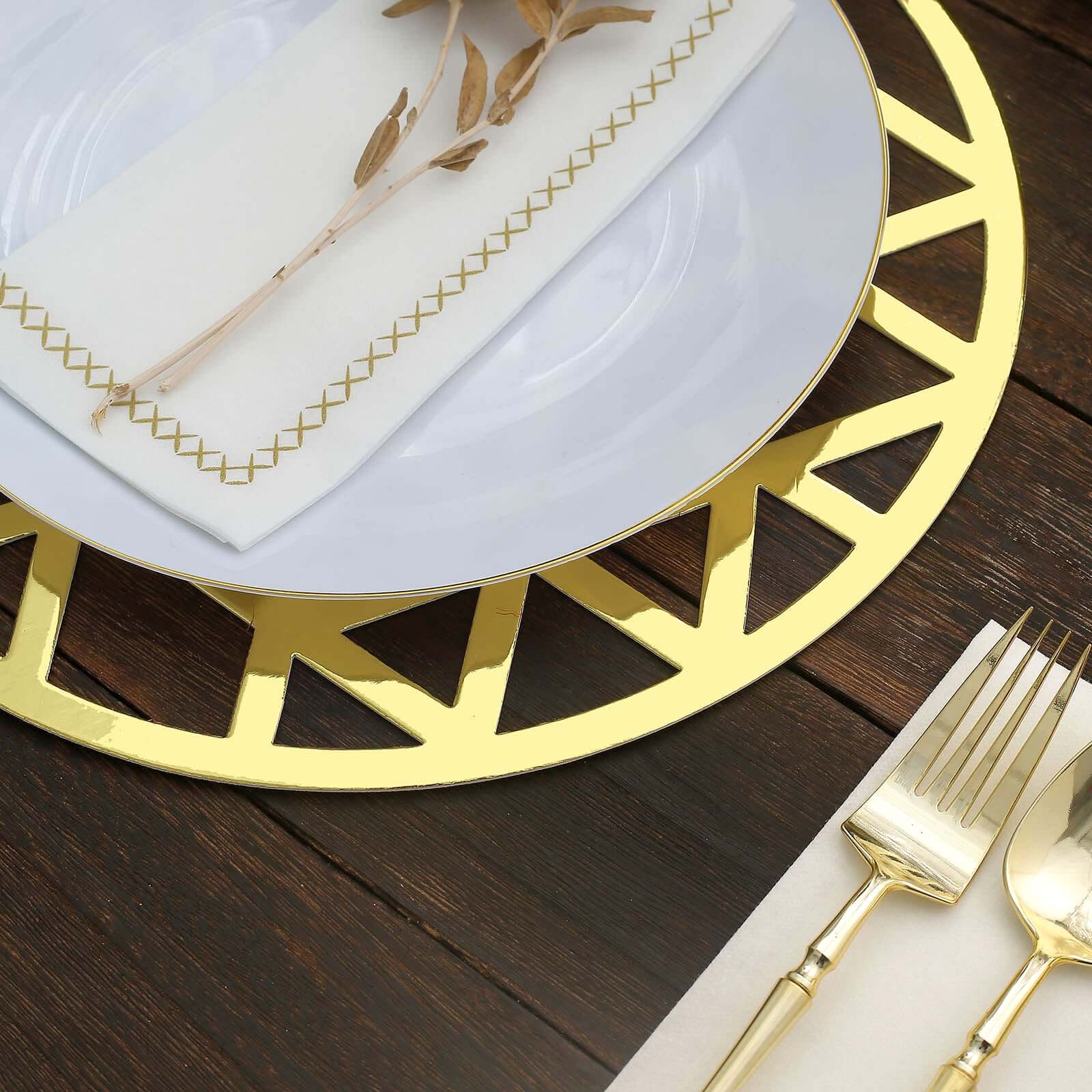 6-Pack Disposable Table Placemats in Metallic Gold Laser Cut Geometric Triangle Design - 700GSM Cardboard Placemats for Glamorous Table Settings 13