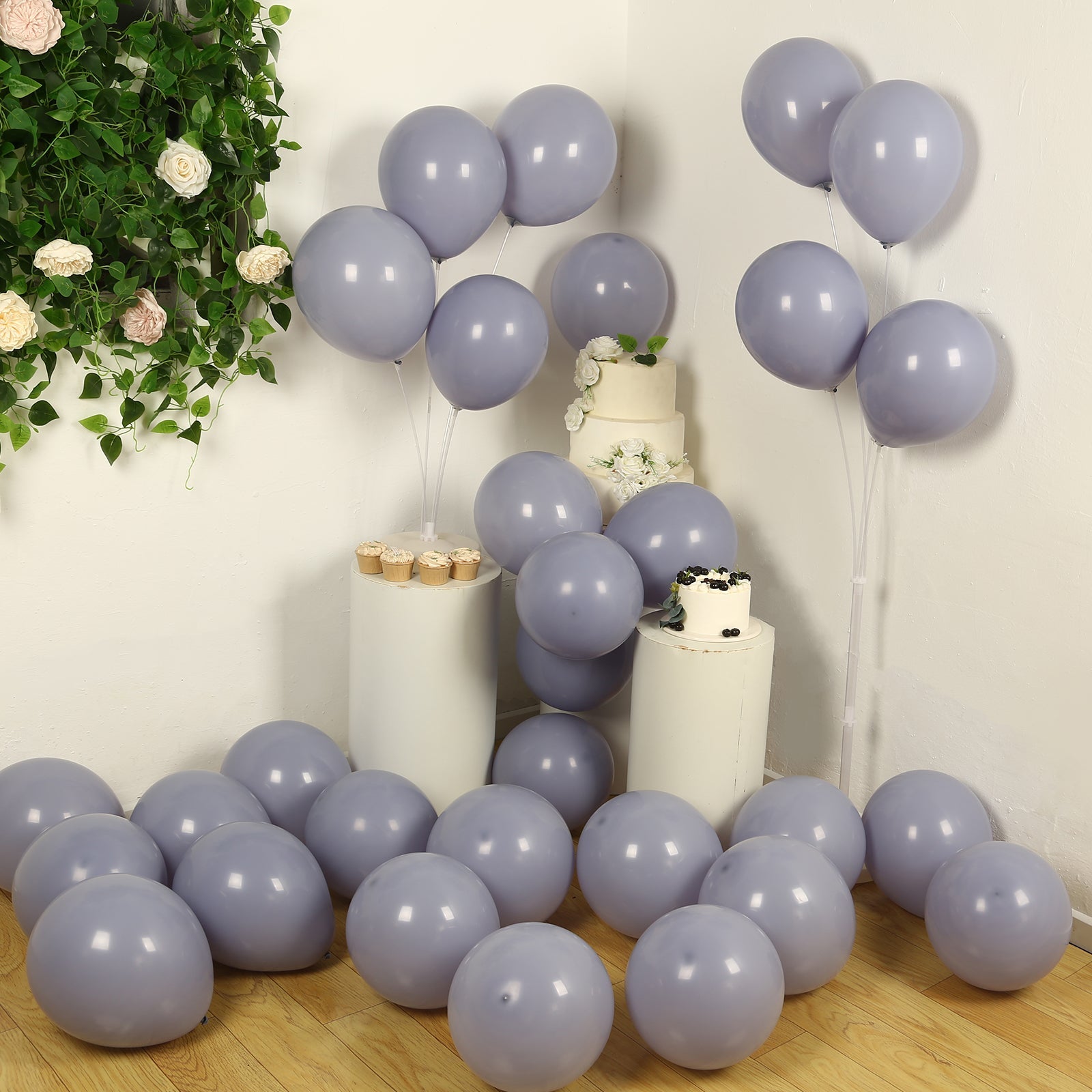 50 Pack Matte Pastel Serenity Blue Biodegradable Balloons 12, Round Eco-friendly Thick Latex Party Balloons