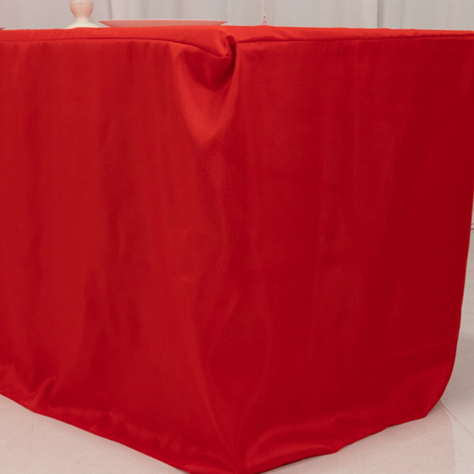 Fitted Polyester 72x30 Rectangle Tablecloth Red with Open Back Design - Easy to Maintain and Wrinkle-Resistant Table Cover