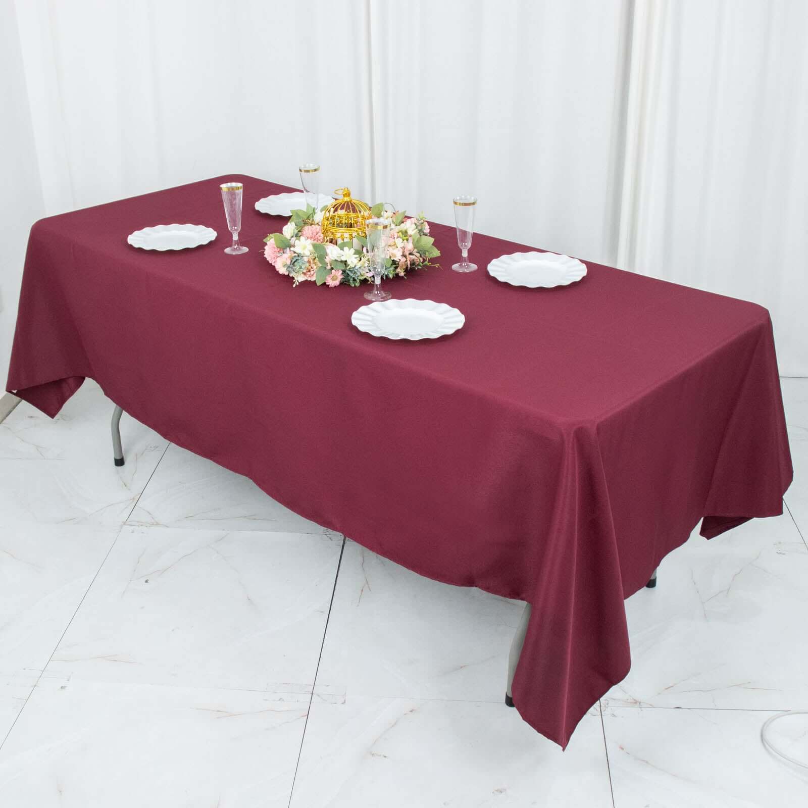 Premium Polyester 60x102 Rectangle Tablecloth Burgundy - Durable 220GSM Wrinkle-Resistant Table Cover