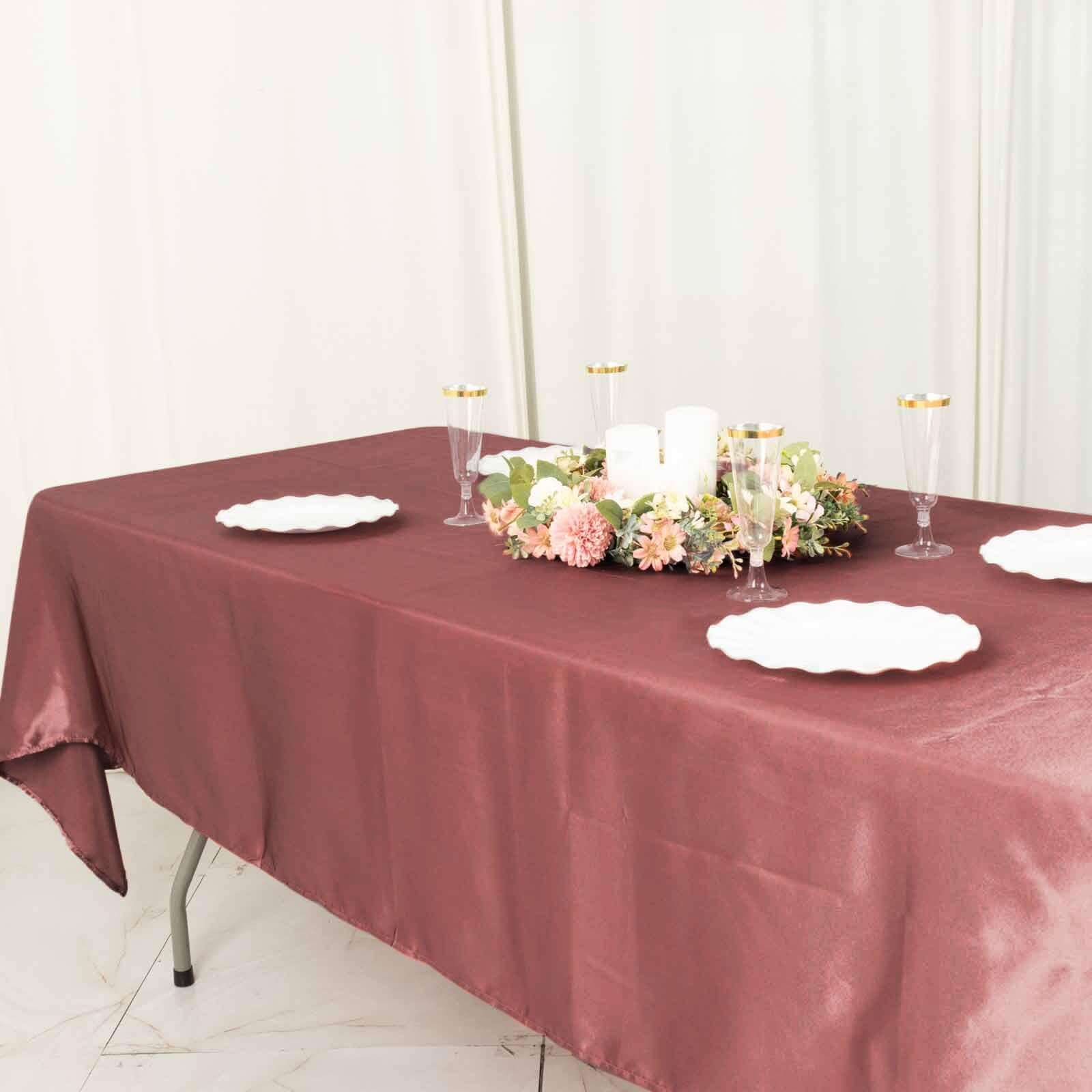 Satin Rectangular 60x102 Tablecloth Cinnamon Rose - Smooth and Lustrous Table Cover