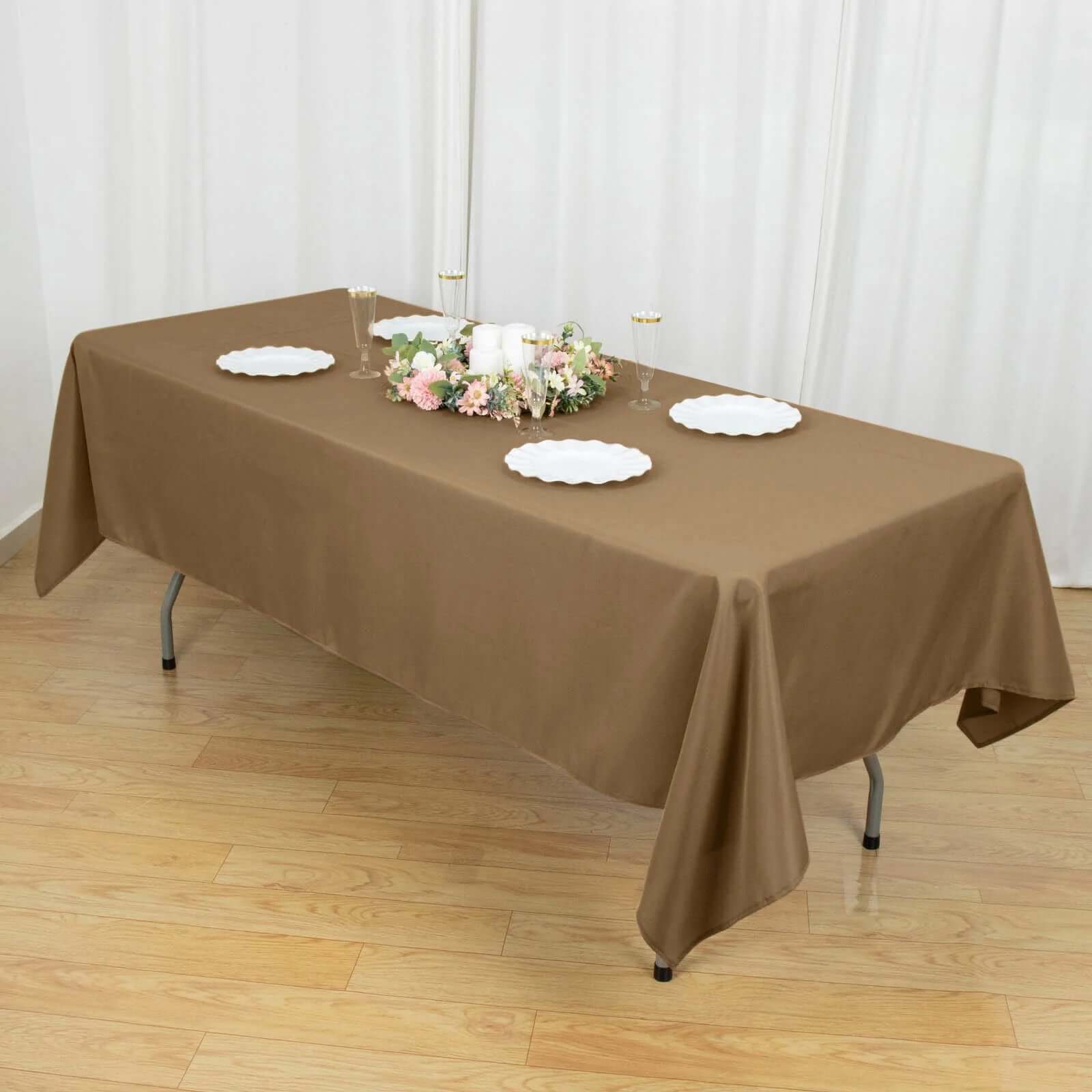 Polyester 60x102 Rectangle Tablecloth Taupe - Durable and Stylish Table Cover