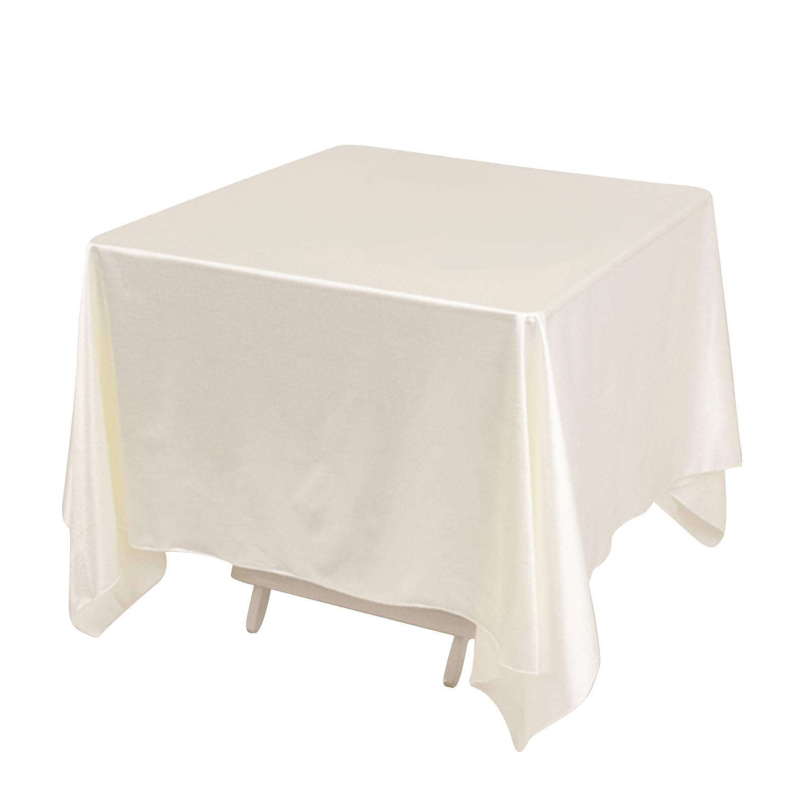 Premium Scuba Square 70x70 Tablecloth Shimmer Pearl White - Wrinkle Free & Stain Resistant Table Cover for Weddings and Parties