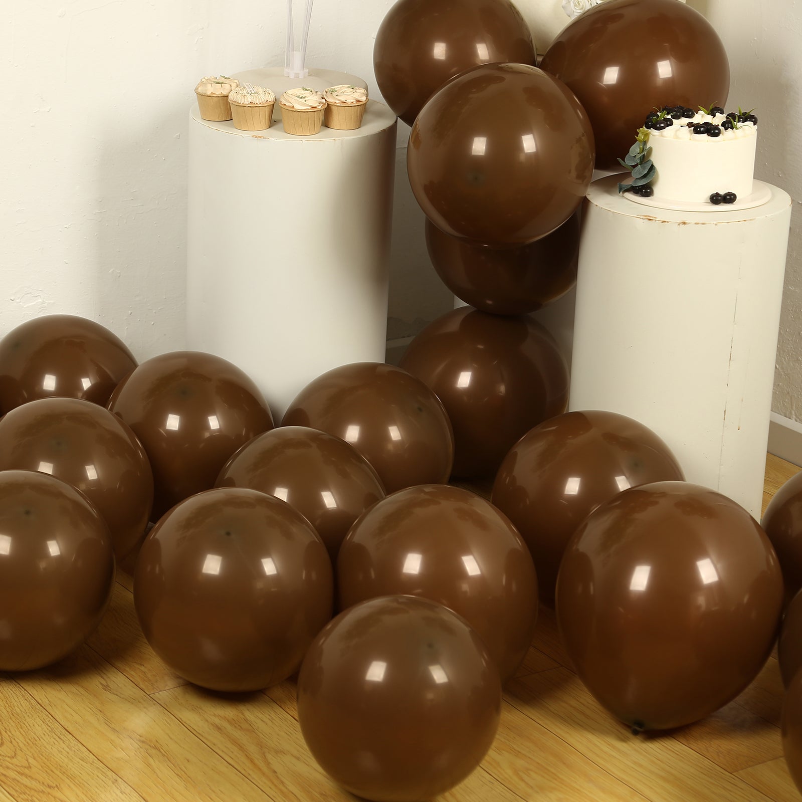 50 Pack Matte Pastel Cinnamon Brown Biodegradable Balloons 12, Round Eco-friendly Thick Latex Party Balloons