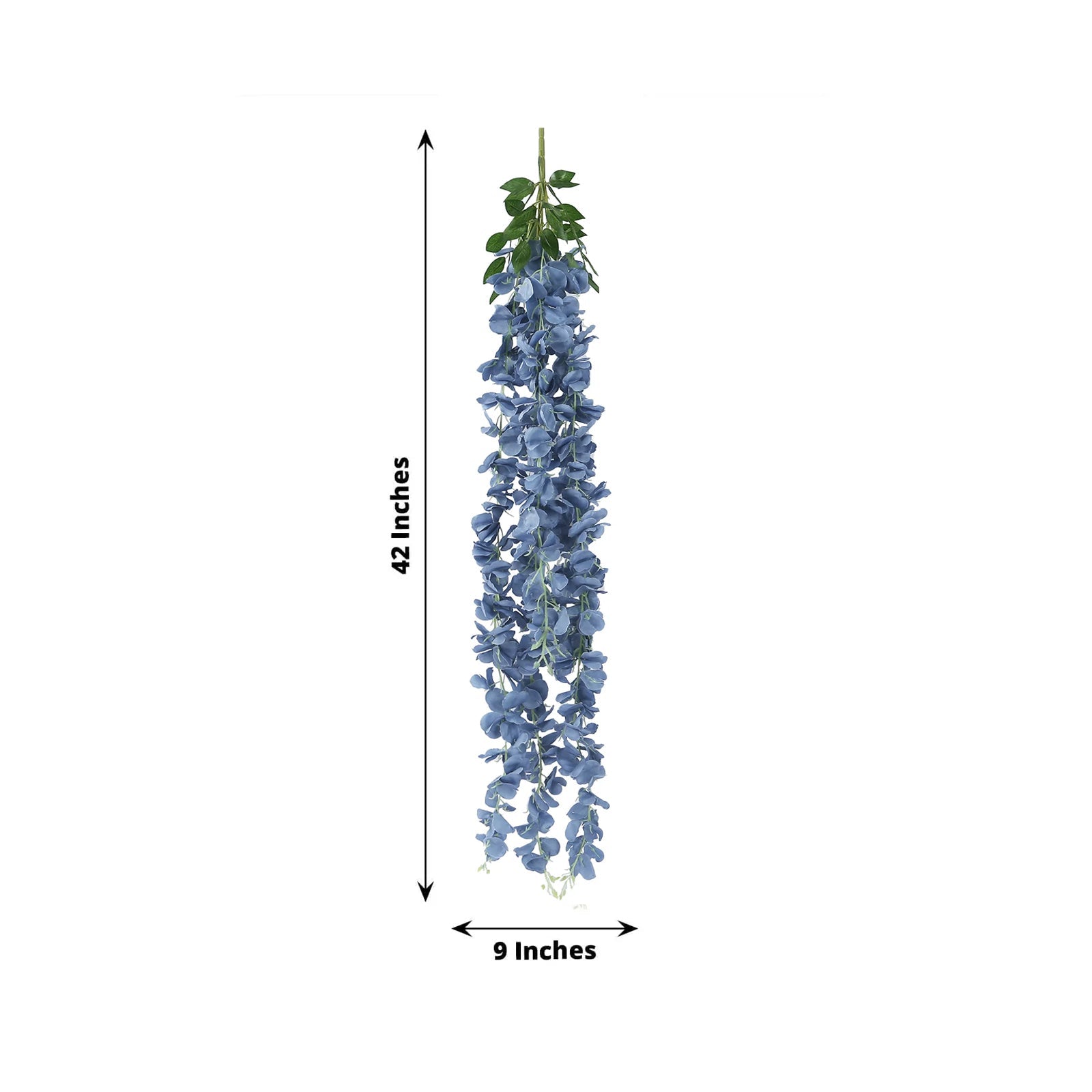 42 Silk Hanging Wisteria Flower Garland Vines in Dusty Blue, Elaborated 5 Full Strands in 1 Bush