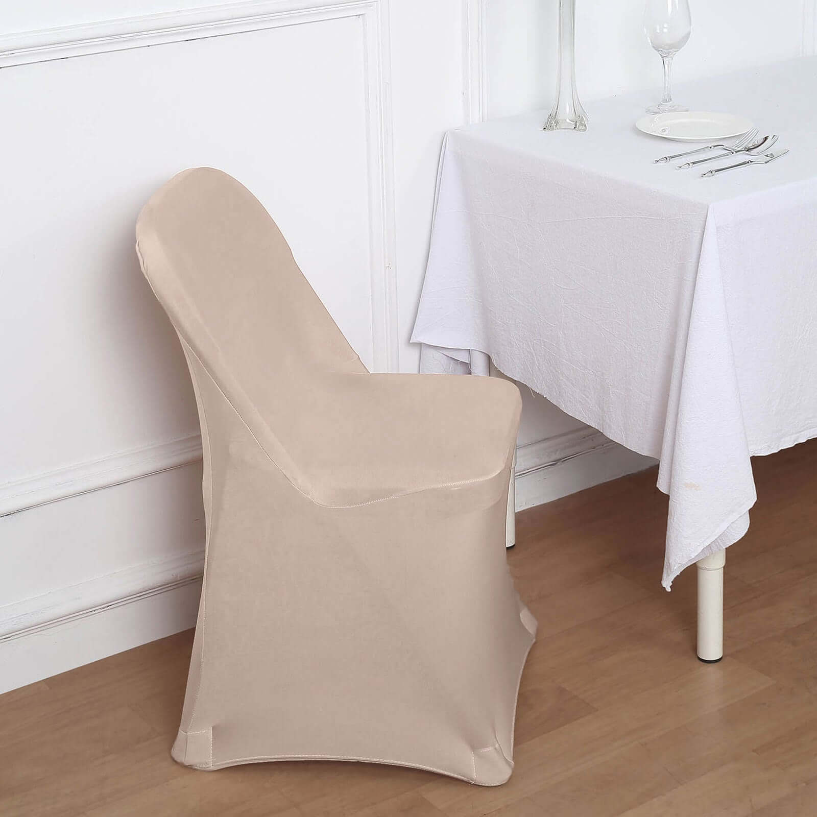 Stretch Spandex Chair Cover Nude for Folding Chairs - Reusable & Wrinkle-Resistant 160GSM Fitted Slipcover