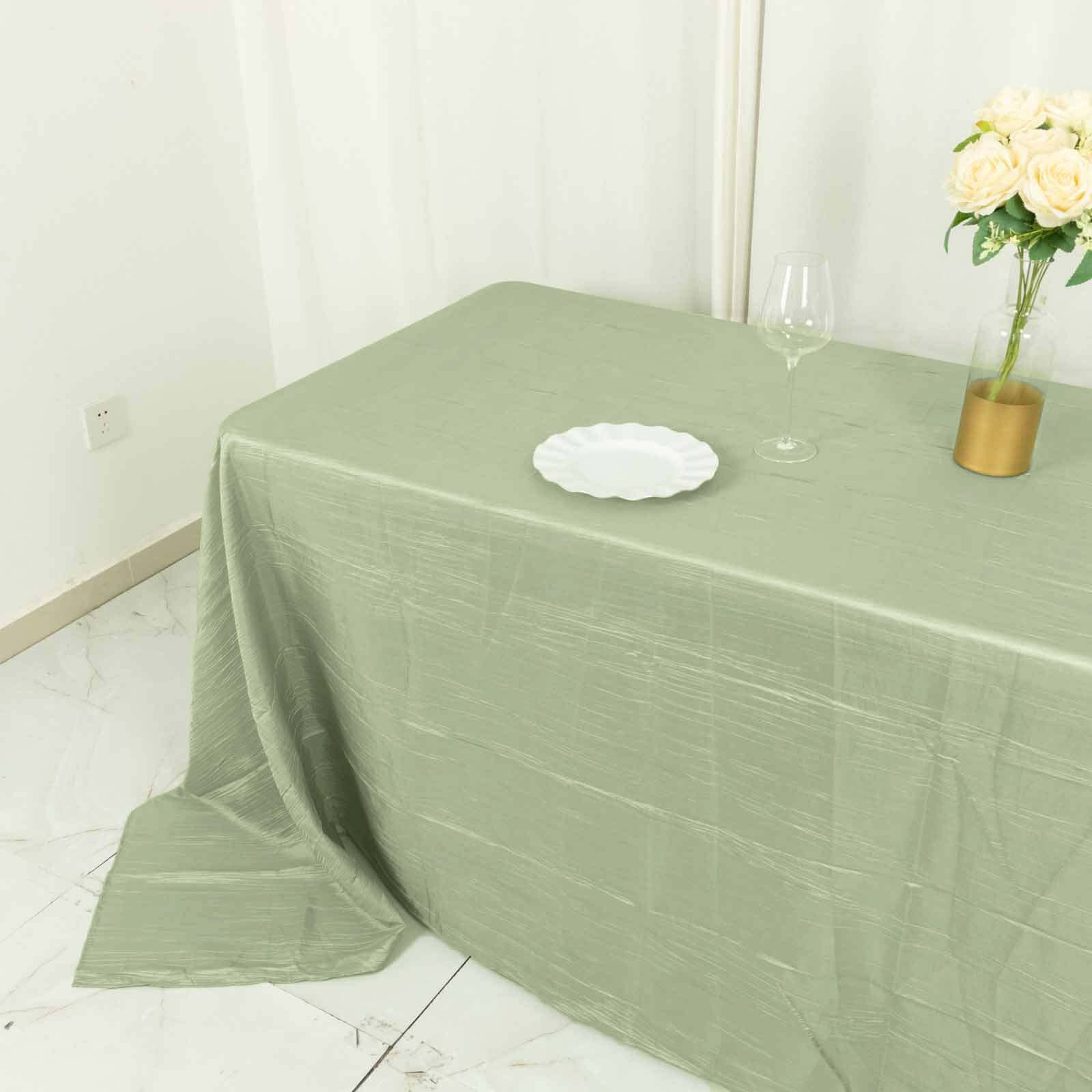 Taffeta 90x132 Rectangle Tablecloth Sage Green - Seamless Accordion Crinkle Table Cover