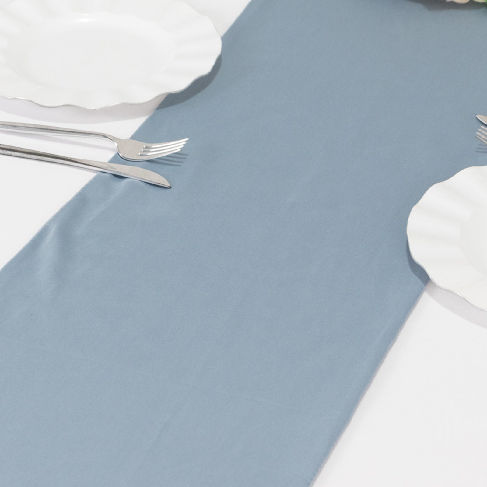 Premium Scuba Polyester 12x108 Table Runner Dusty Blue - Wrinkle-Free Table Linen