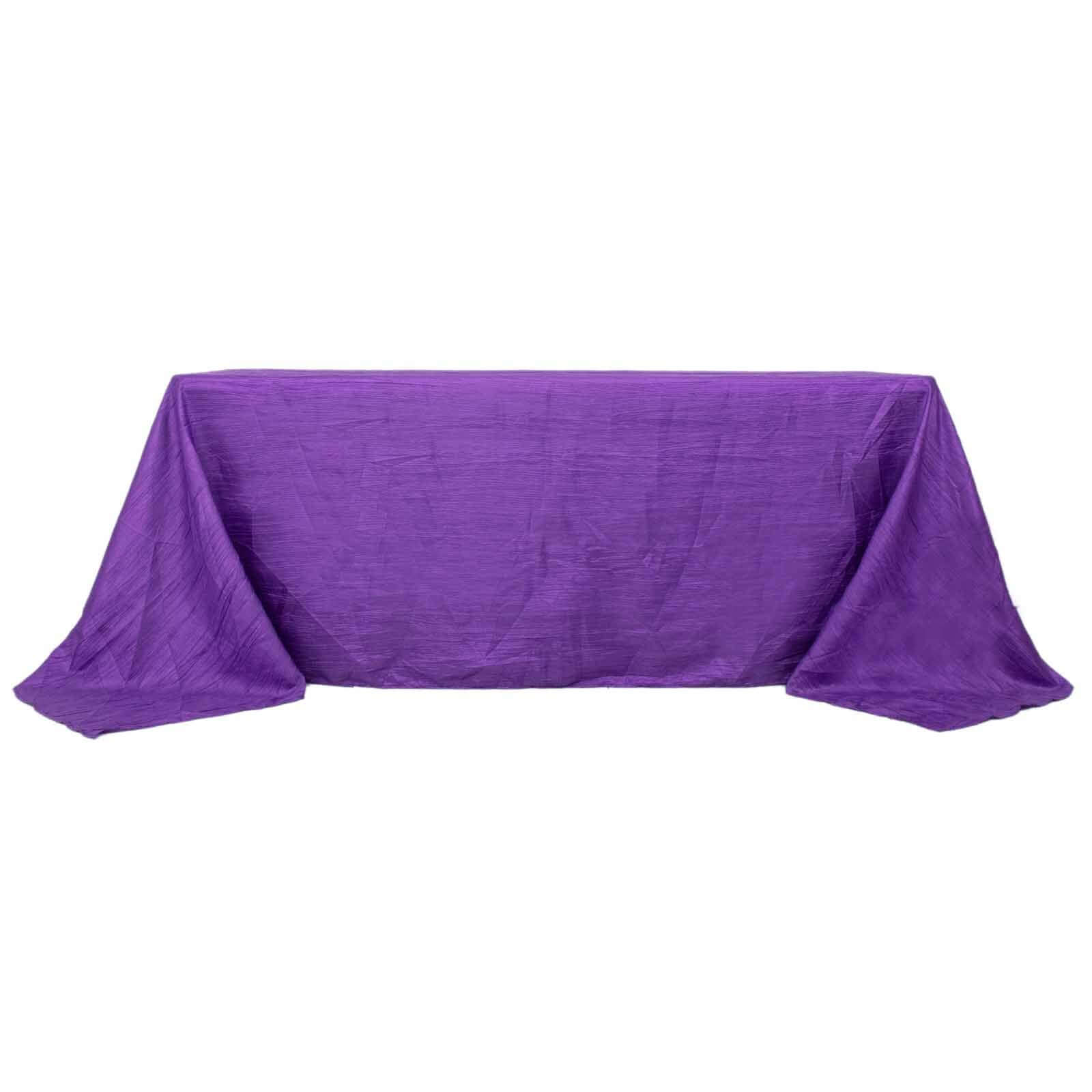 Taffeta 90x132 Rectangle Tablecloth Purple - Seamless Accordion Crinkle Table Cover