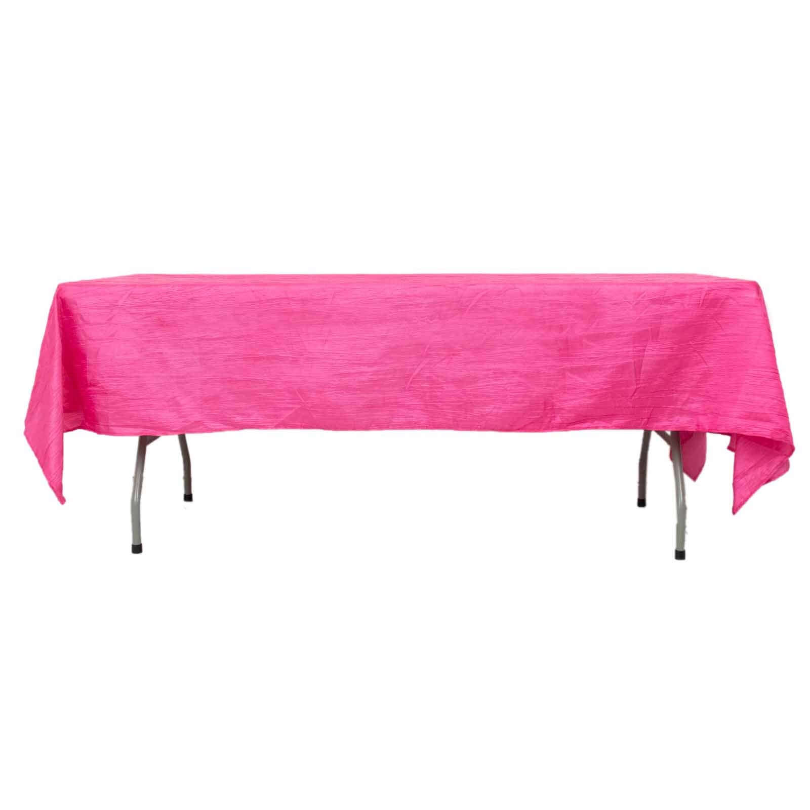 Taffeta 60x102 Rectangle Tablecloth Fuchsia - Accordion Crinkle Table Cover