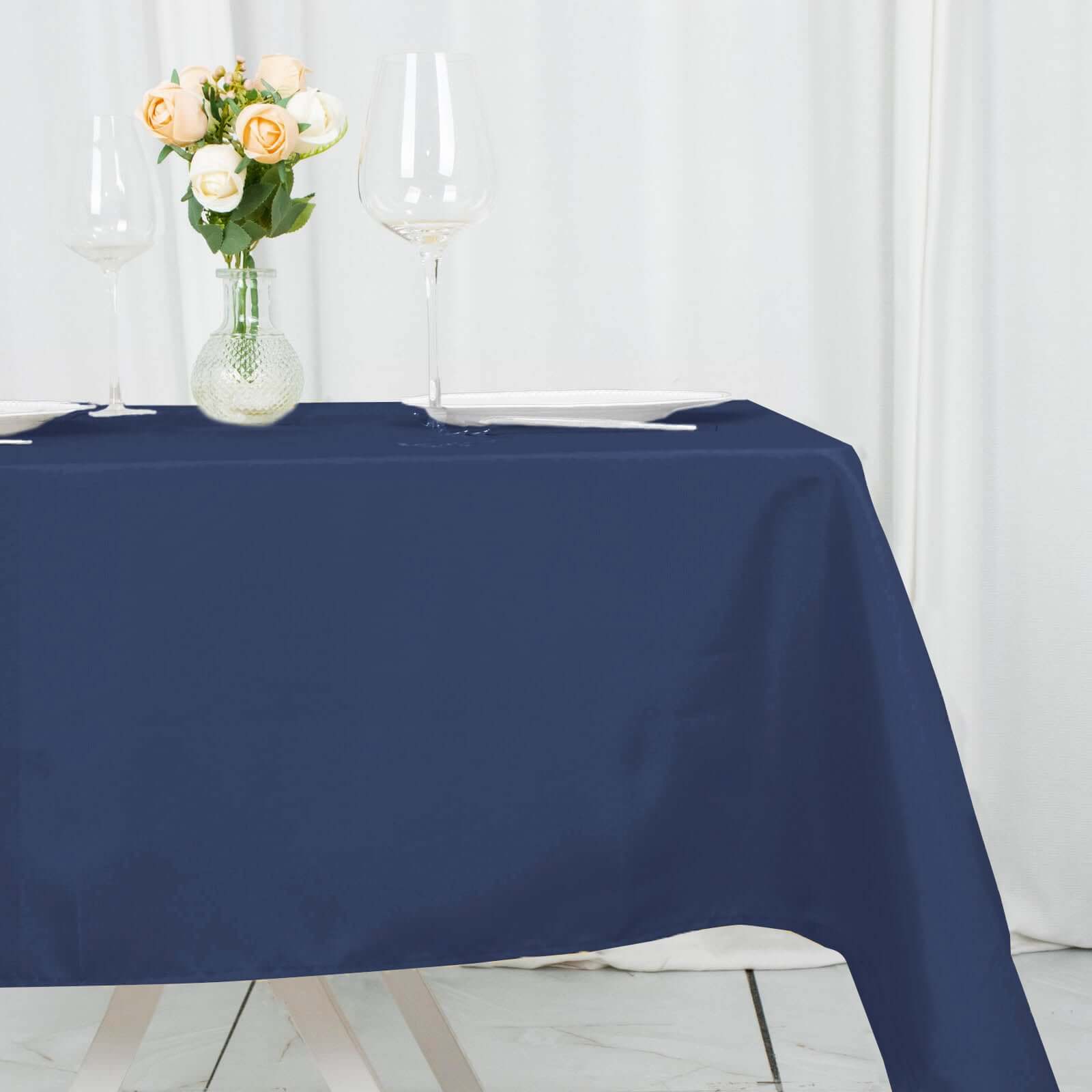 Premium Polyester 54x54 Square Tablecloth Navy Blue - Stain and Wrinkle-Resistant 220GSM Table Cover