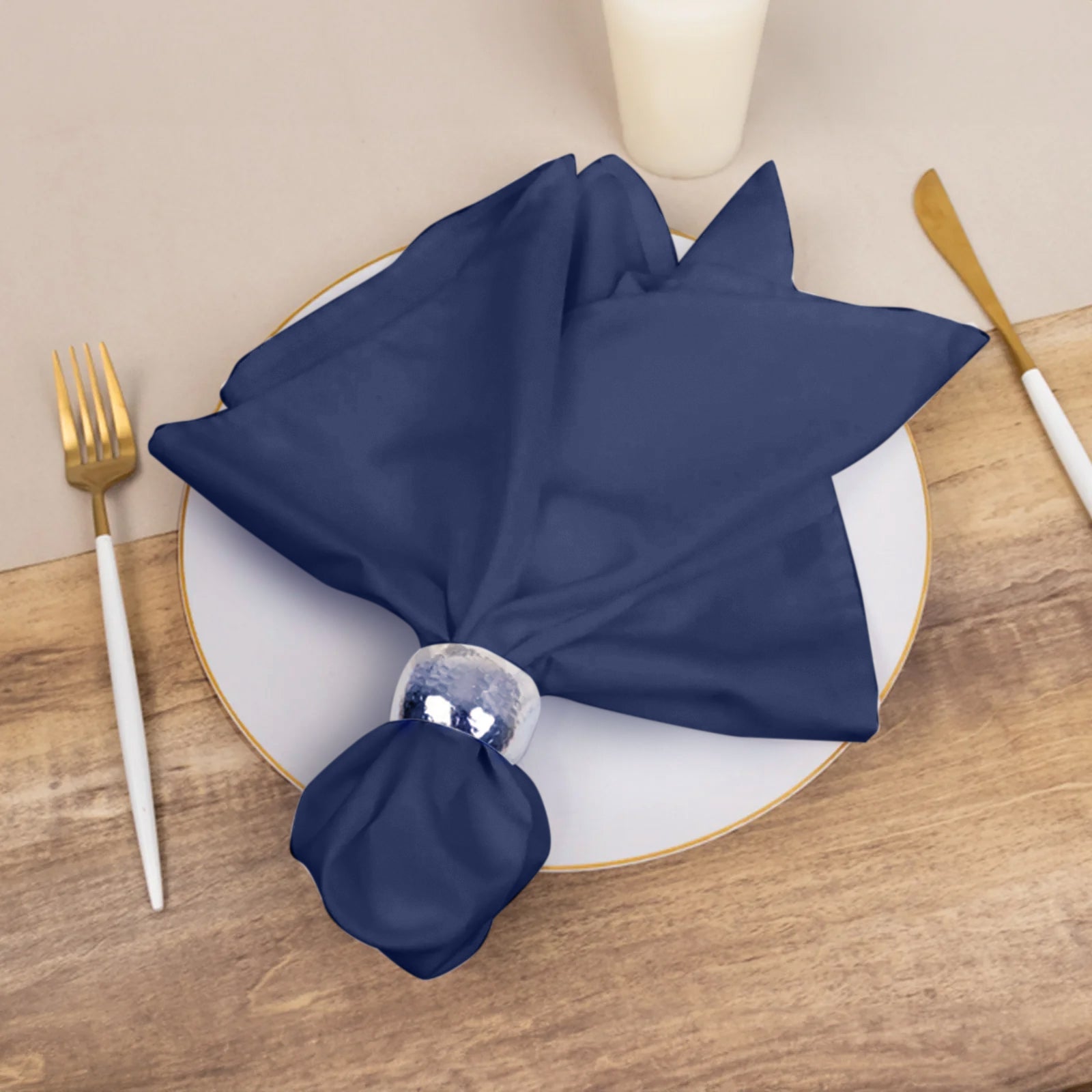 5 Pack Cotton Blend 20x20 Napkins Navy Blue - Wrinkle-Resistant & Washable Dinner Napkins