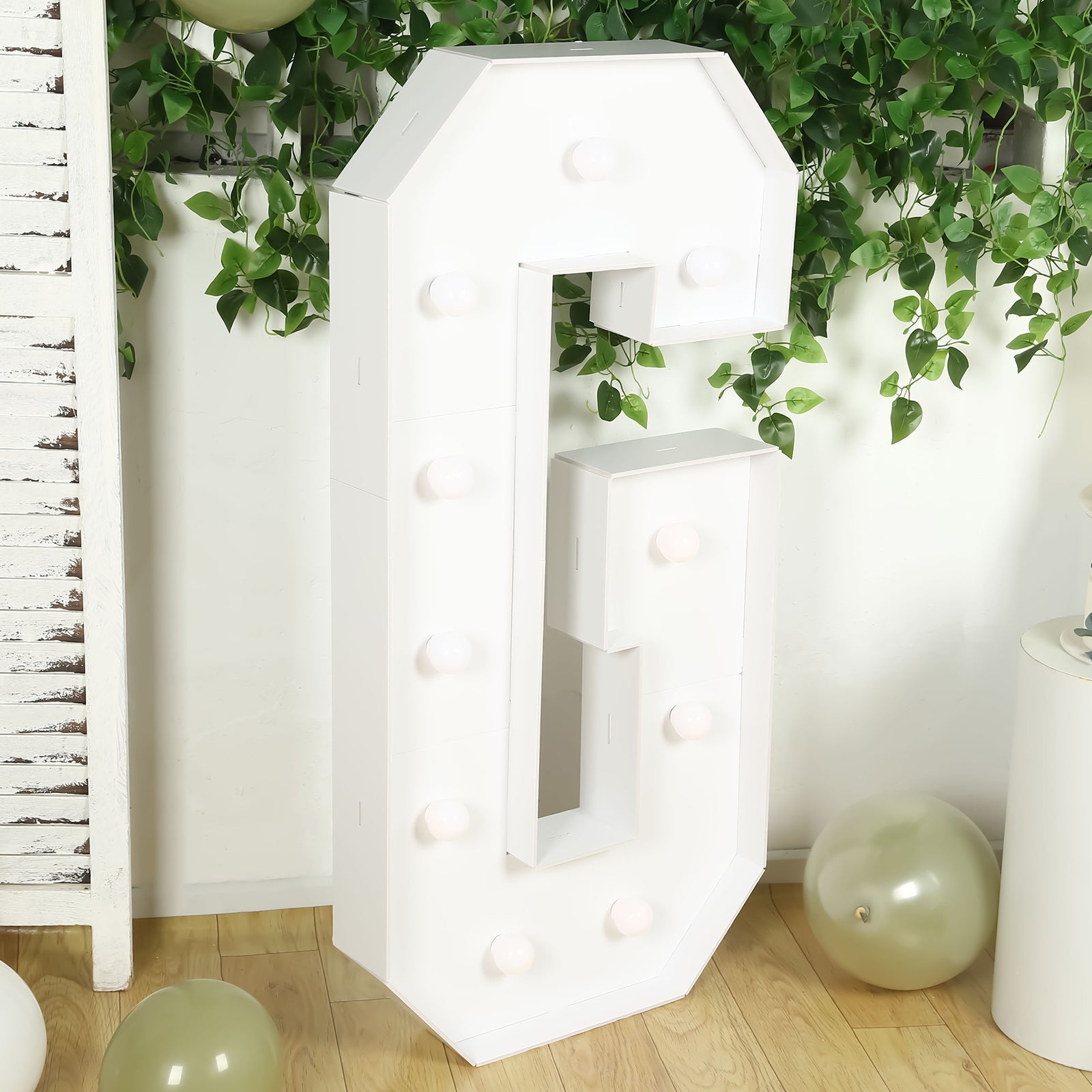 Giant LED Marquee Light Up Letter G, White 4ft Pre-Cut Foam Board with 10 Warm White Battery Operated LEDs, Glue Gun and Sticks