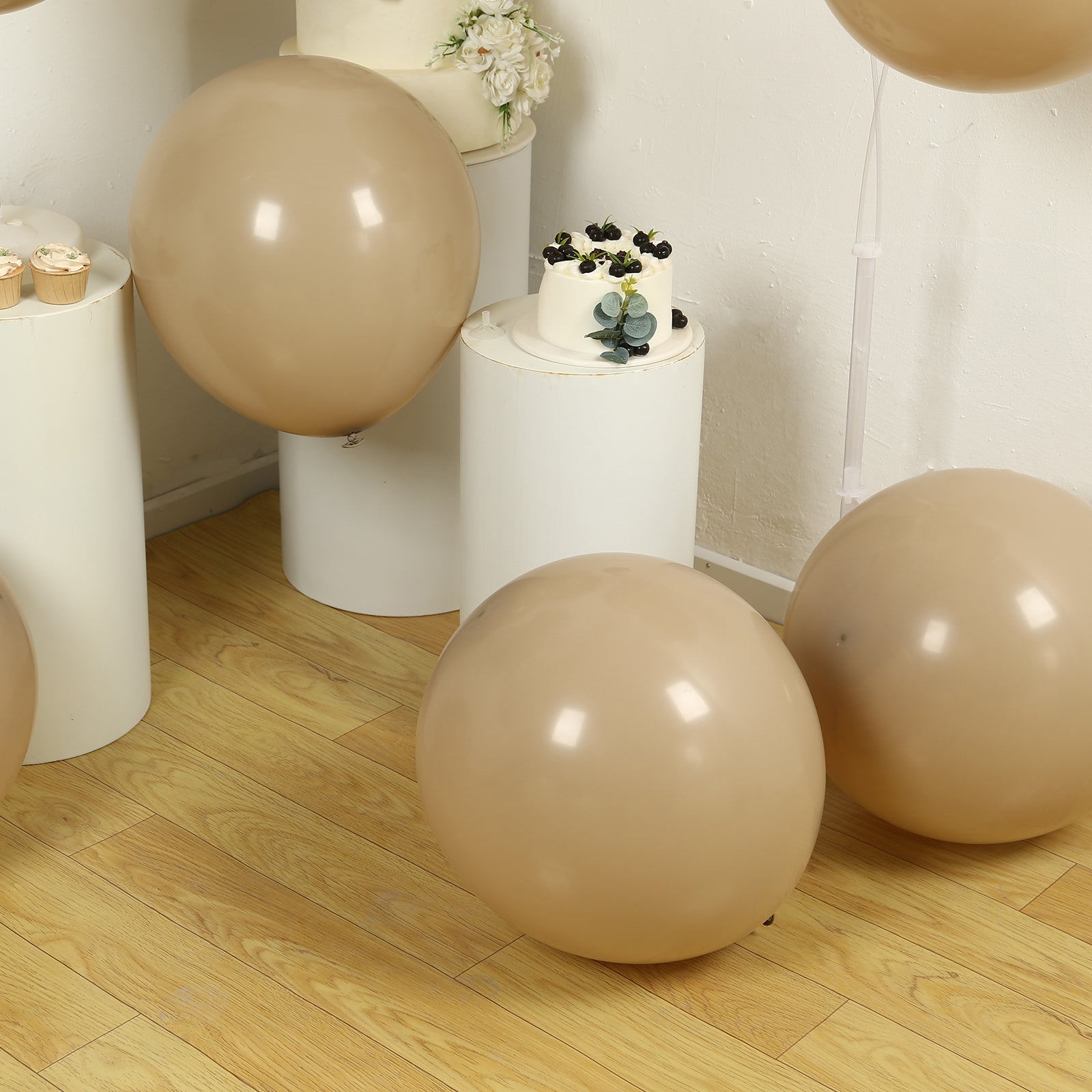 10 Pack Matte Pastel Taupe Biodegradable Balloons 18, Round Eco-friendly Thick Latex Party Balloons