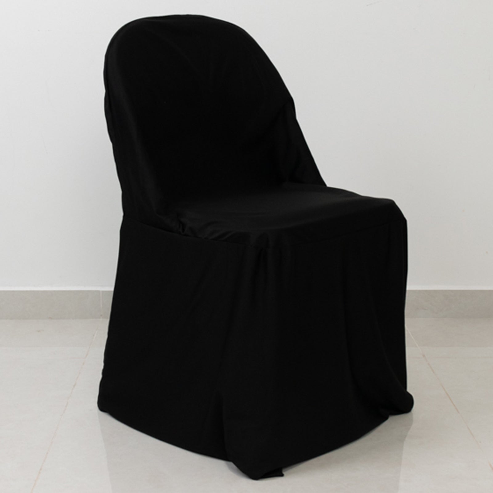 Premium Scuba Stretch Folding Chair Cover Black - Wrinkle Free & Durable Slipcover