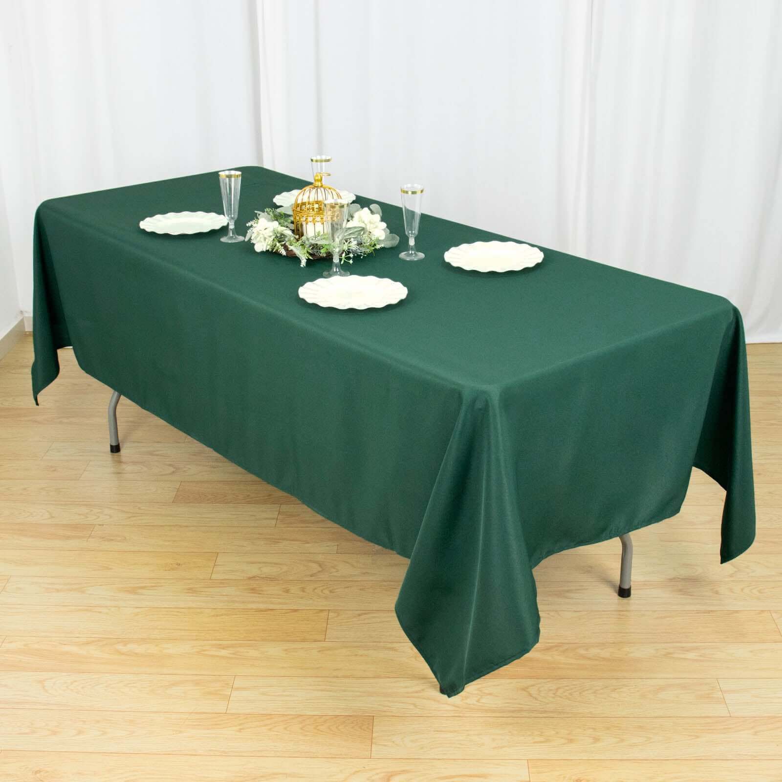 Premium Polyester 60x102 Rectangle Tablecloth Hunter Emerald Green - Durable 220GSM Wrinkle-Resistant Table Cover