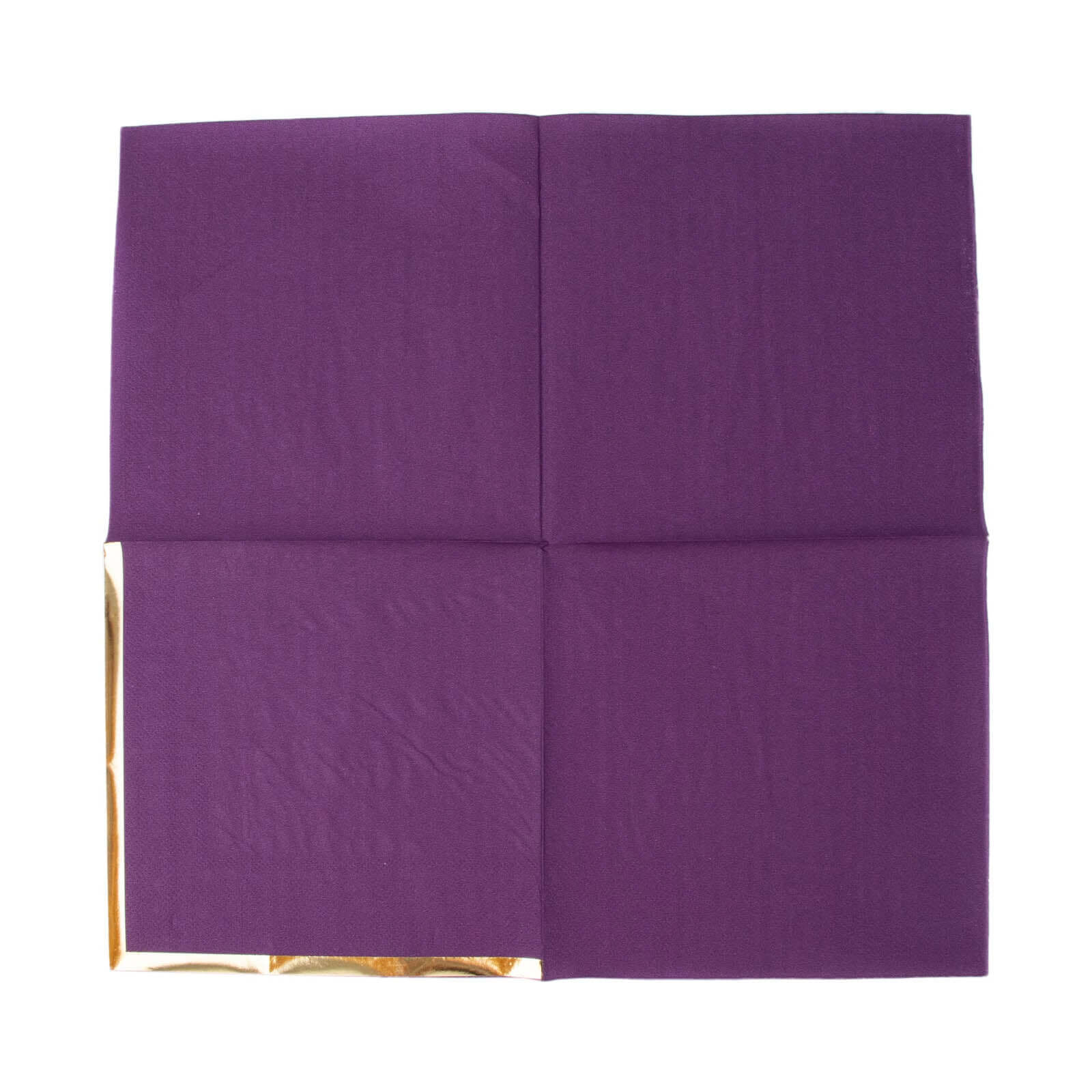 50-Pack Paper Beverage Napkins with Gold Foil Edge Purple - Disposable 2 Ply Cocktail Napkins for Events 6.5x6.5