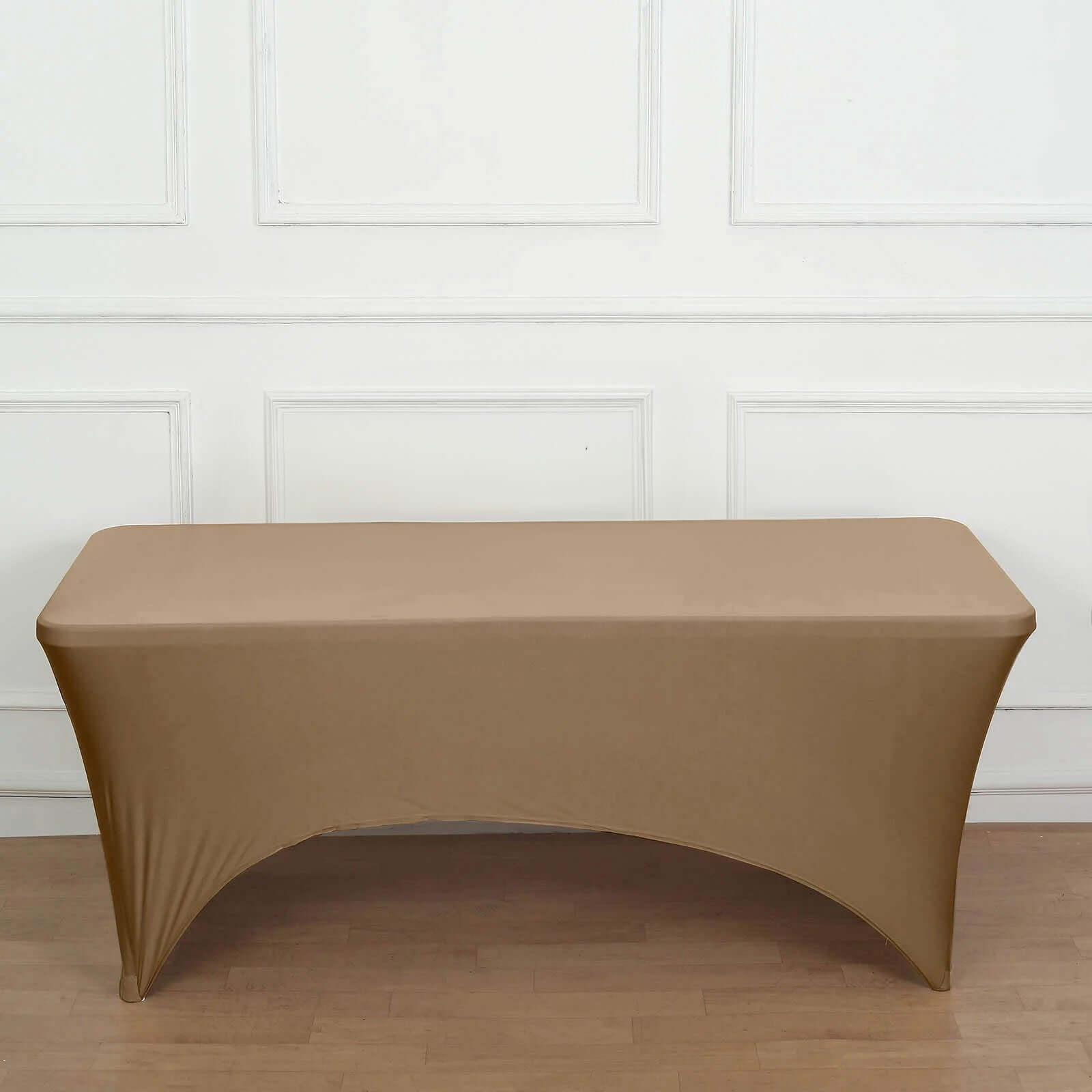 Stretch Spandex 96x30 Rectangle Table Cover Taupe - Durable Form-Fitting Tablecloth